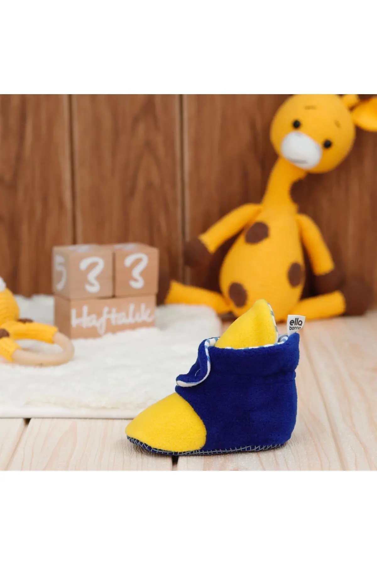 Kaydırmaz Taban Bebek Pandufu İlkadım Ev Patiği Terletmeyen Organik Pamuk Astarlı