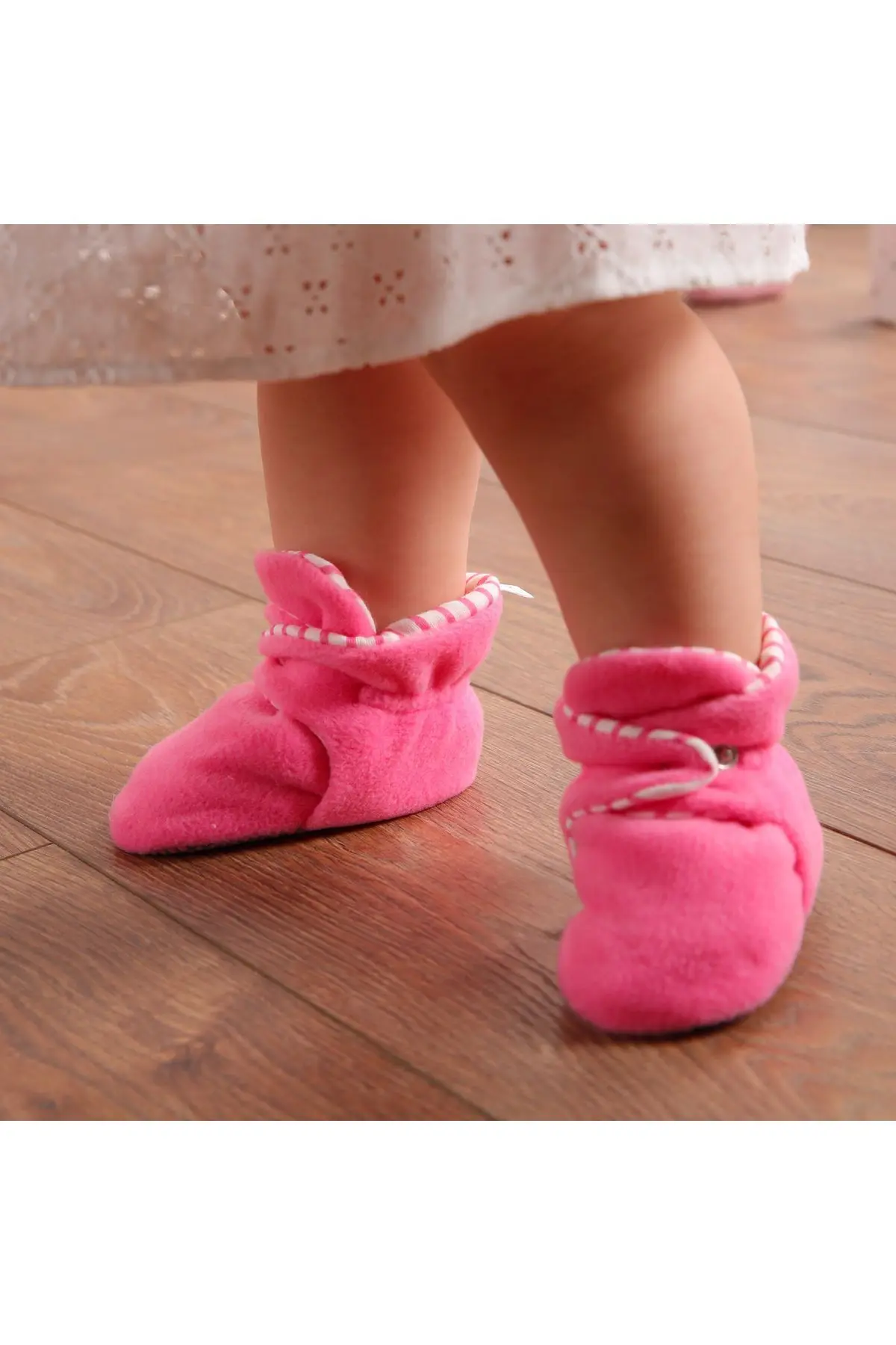 Kaydırmaz Taban, Organik %100 Pamuk Astarlı , Bebek Panduf ,3'Lü Ekonomik Paket (PEMBE-BEYAZ-BEJ)