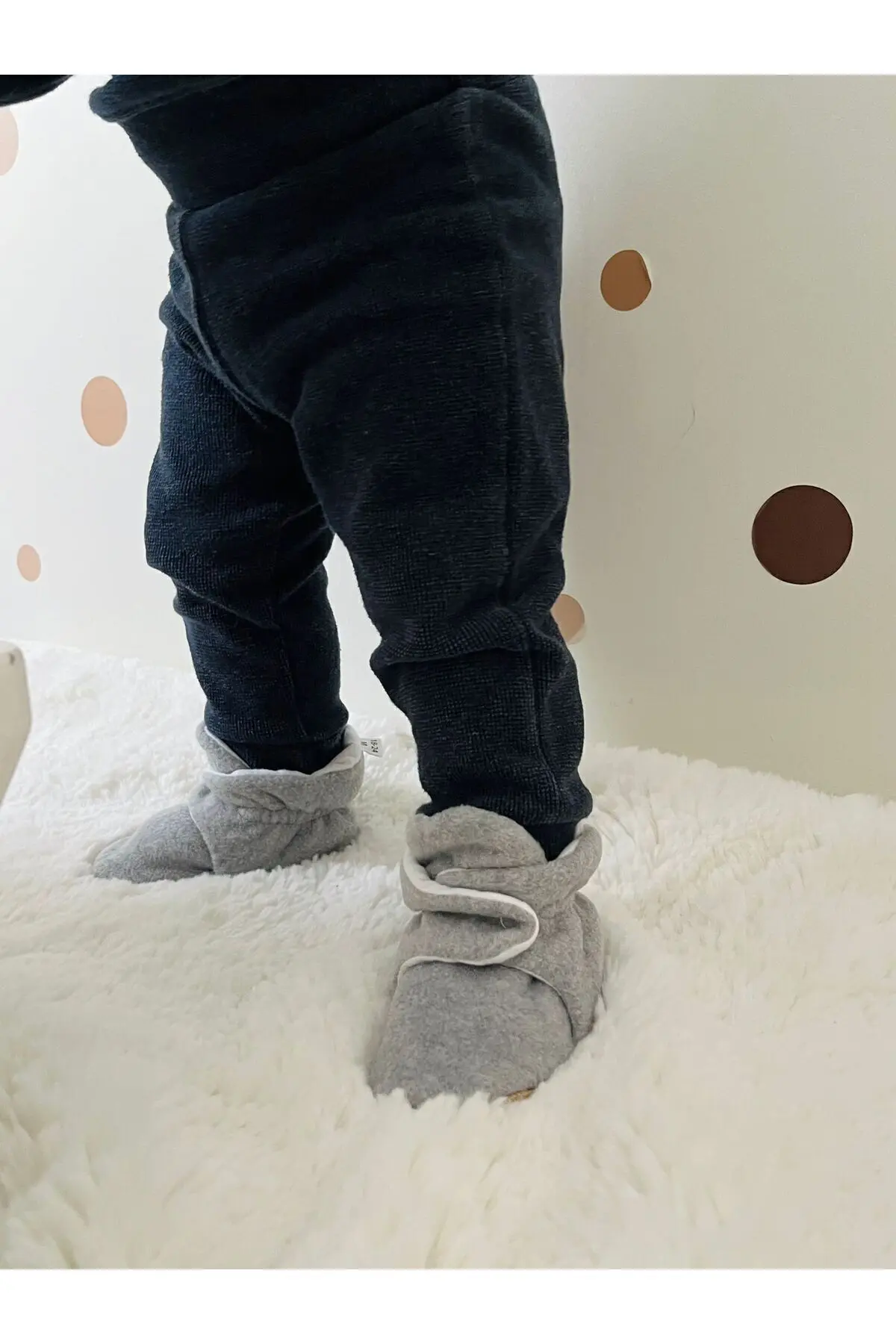 Kaydırmaz Taban, Organik Pamuk Astarlı,Terletmez,Üşütmez ,Ella Bonna Basic Gri Panduf