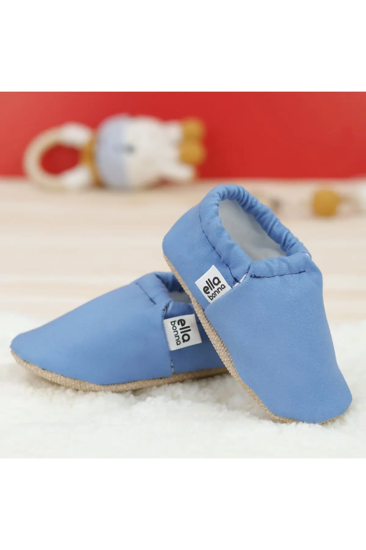 Kaydırmaz Taban Mavi Bebek Patik, Ev Botu Terliği Kreş Ayakkabısı Panduf