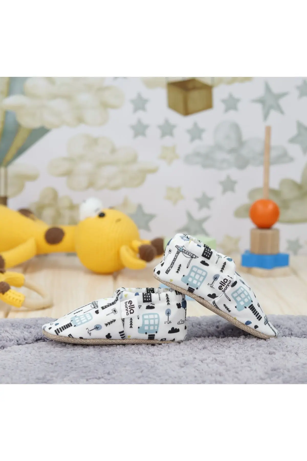 Kaydırmaz Taban Şehir Hayatı Bebek Patik, Ev Botu Terliği Kreş Ayakkabısı Panduf