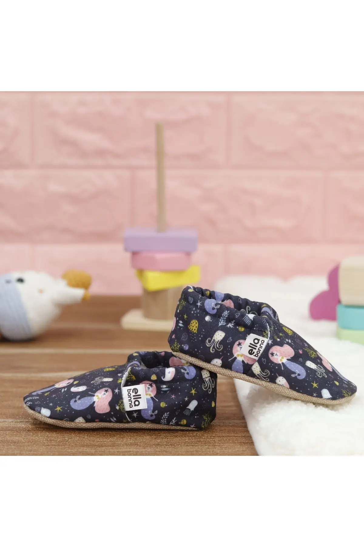 Kaydırmaz Taban Okyanus Hayvanları Bebek Patik, Ev Botu Terliği Kreş Ayakkabısı Panduf