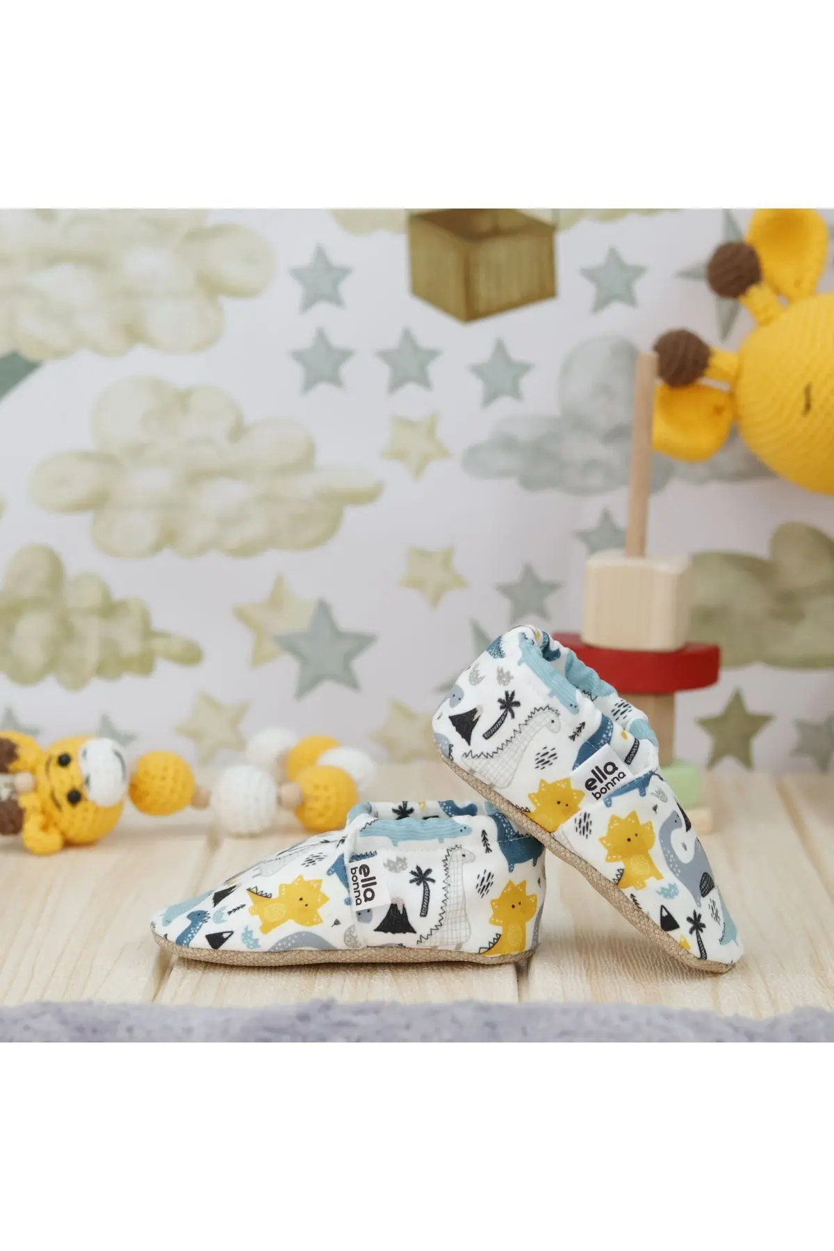 Kaydırmaz Taban Dino Bebek Patik, Ev Botu Terliği Kreş Ayakkabısı Panduf