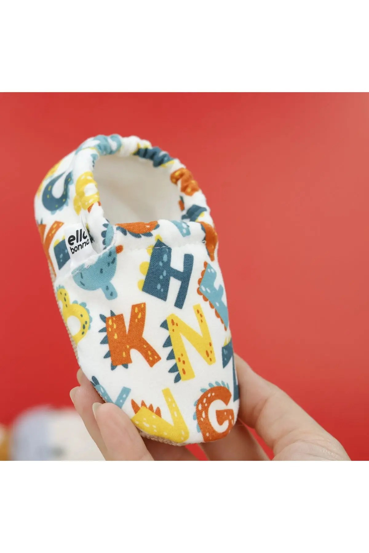 Kaydırmaz Taban Harf Desenli Bebek Patik, Ev Botu Terliği Kreş Ayakkabısı Panduf