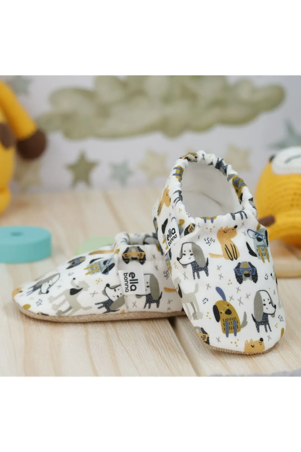 Kaydırmaz Taban Köpek Desenli Bebek Patik, Ev Botu Terliği Kreş Ayakkabısı Panduf
