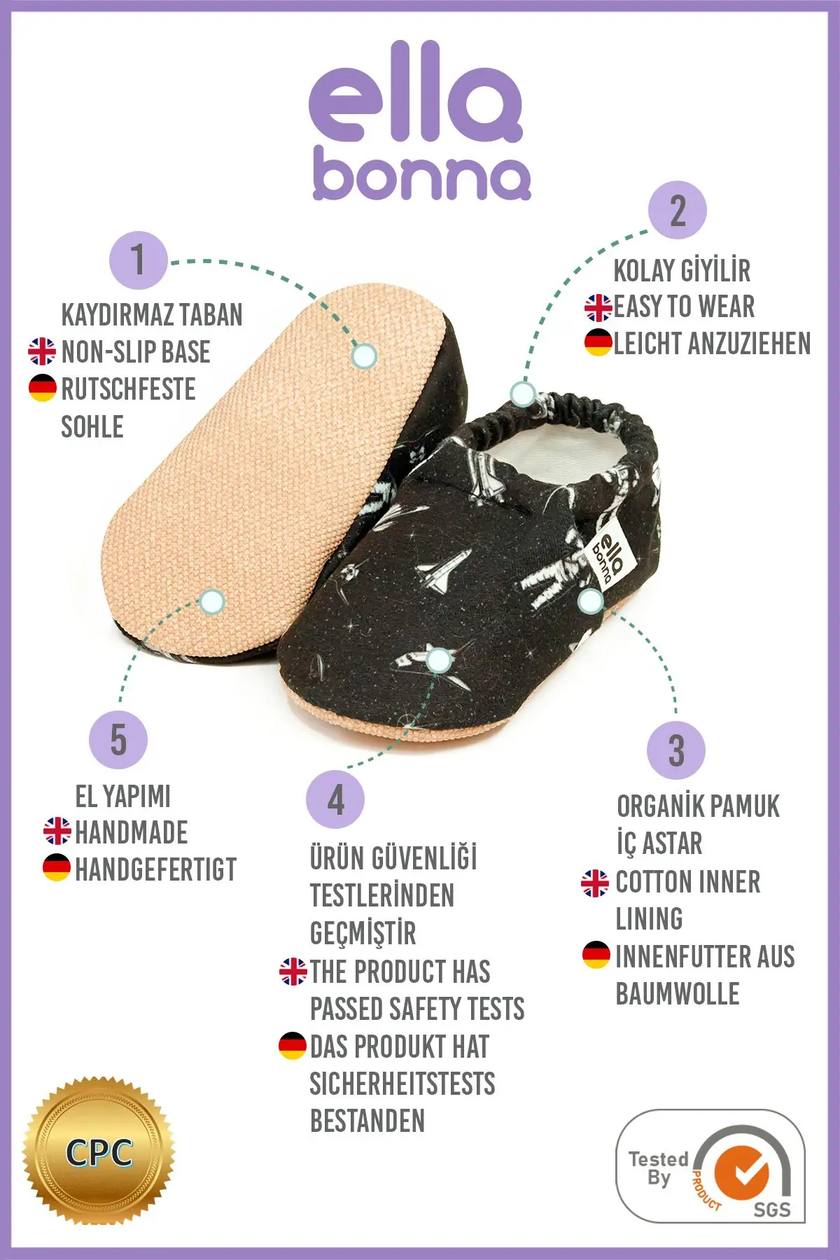 Kaydırmaz Taban Astronot Ve Uzay Bebek Patik, Ev Botu Terliği Kreş Ayakkabısı Panduf