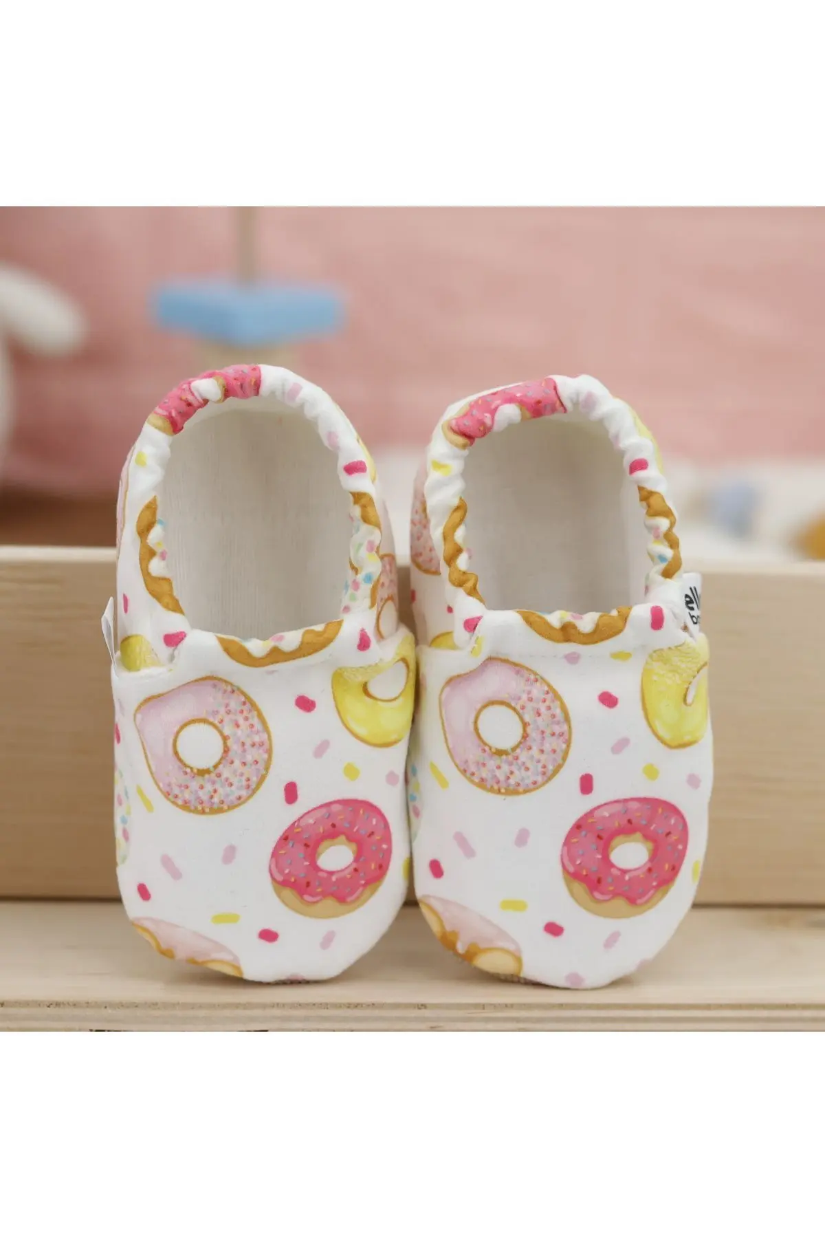 Kaydırmaz Taban Donat Desenli Bebek Patik, Ev Botu Terliği Kreş Ayakkabısı Panduf