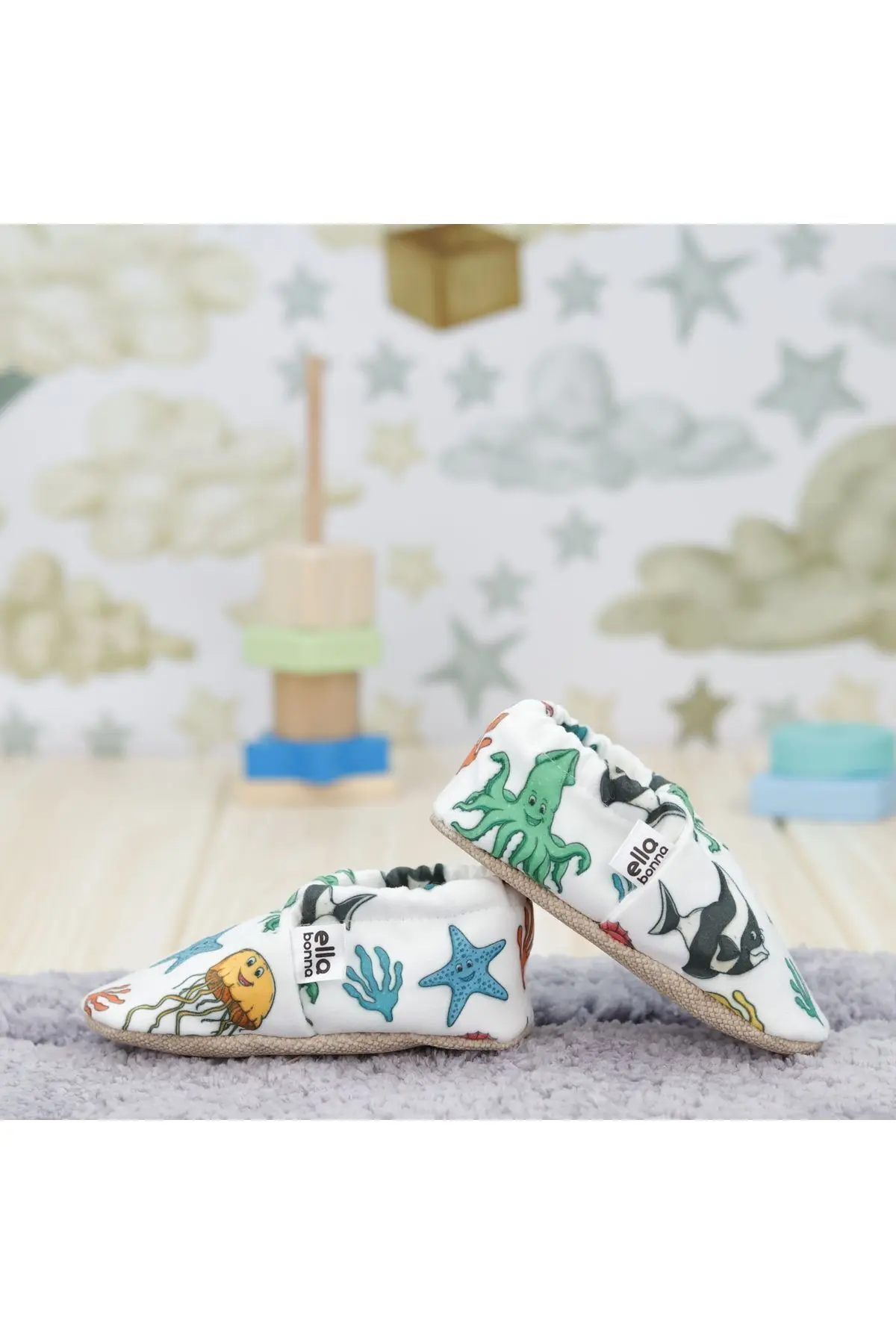 Kaydırmaz Taban Deniz Hayvanları Bebek Patik, Ev Botu Terliği Kreş Ayakkabısı Panduf