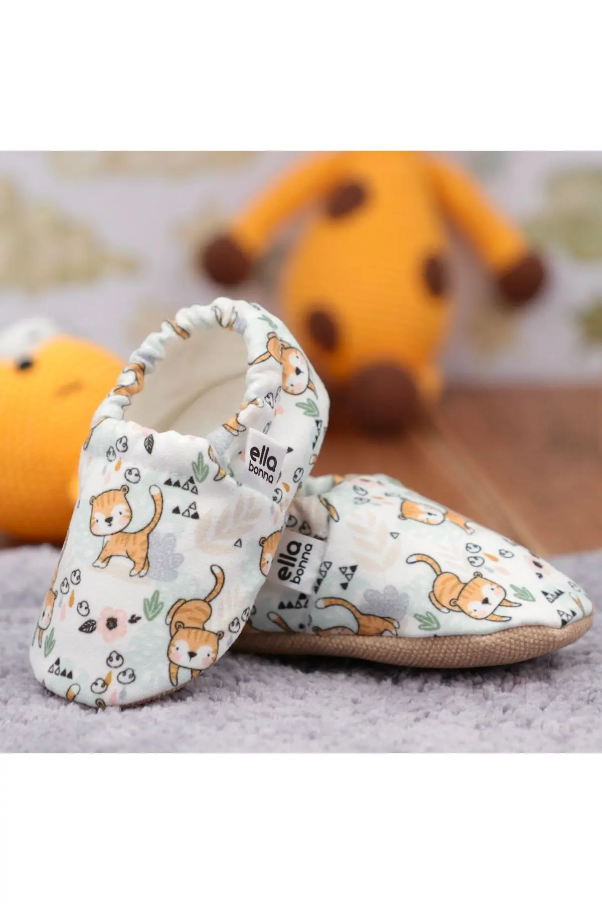 Kaydırmaz Taban Kedi Desenli Bebek Patik, Ev Botu Terliği Kreş Ayakkabısı Panduf