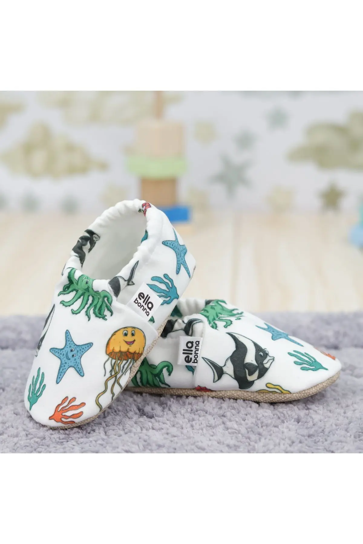 Kaydırmaz Taban Deniz Hayvanları Bebek Patik, Ev Botu Terliği Kreş Ayakkabısı Panduf