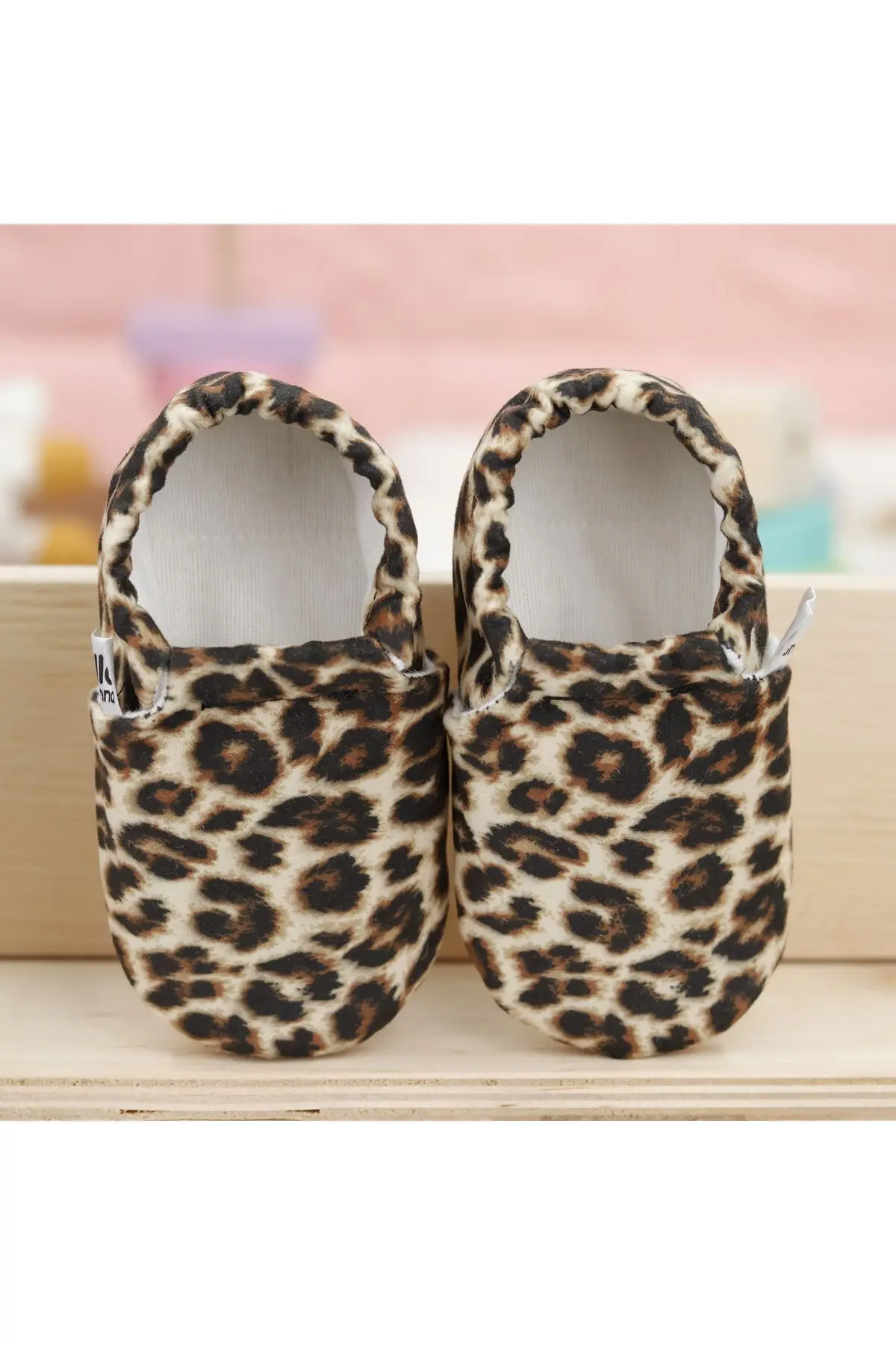 Kaydırmaz Taban Leopar Bebek Patik, Ev Botu Terliği Kreş Ayakkabısı Panduf