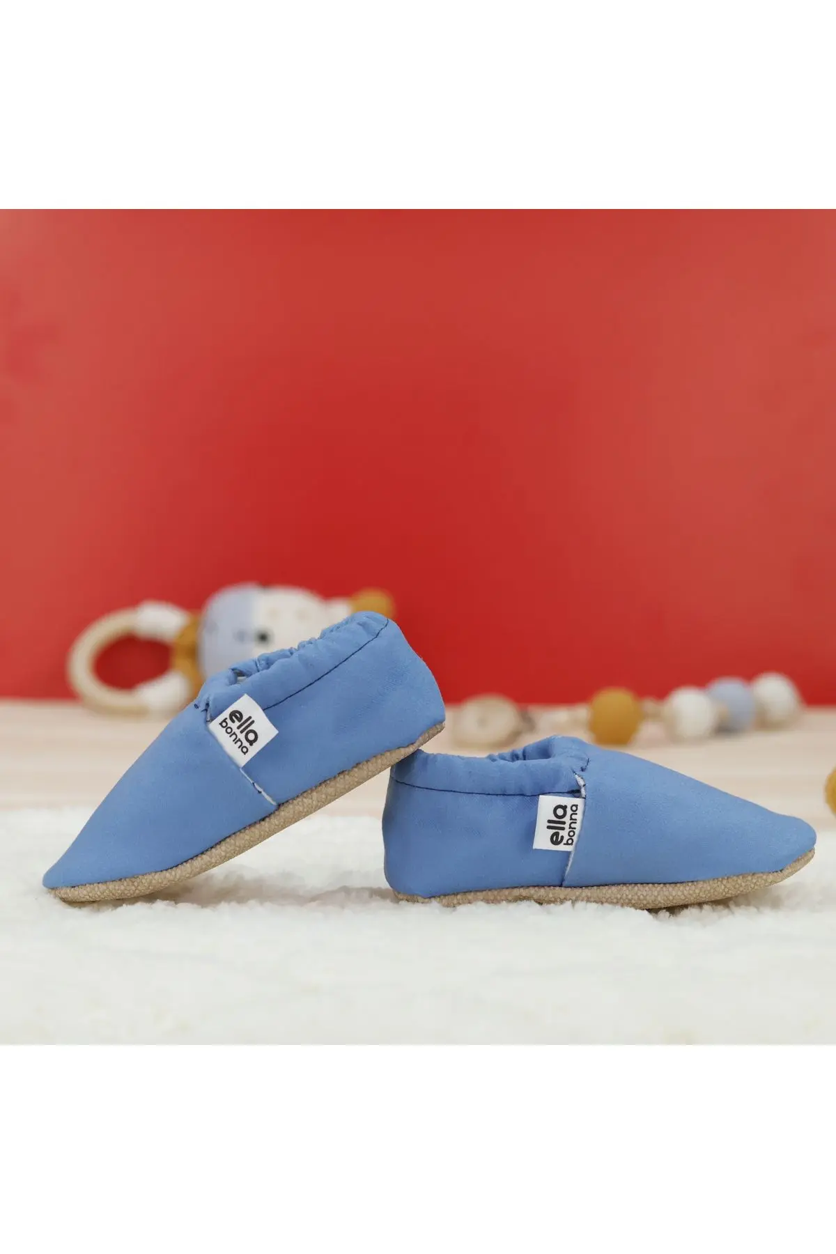 Kaydırmaz Taban Mavi Bebek Patik, Ev Botu Terliği Kreş Ayakkabısı Panduf