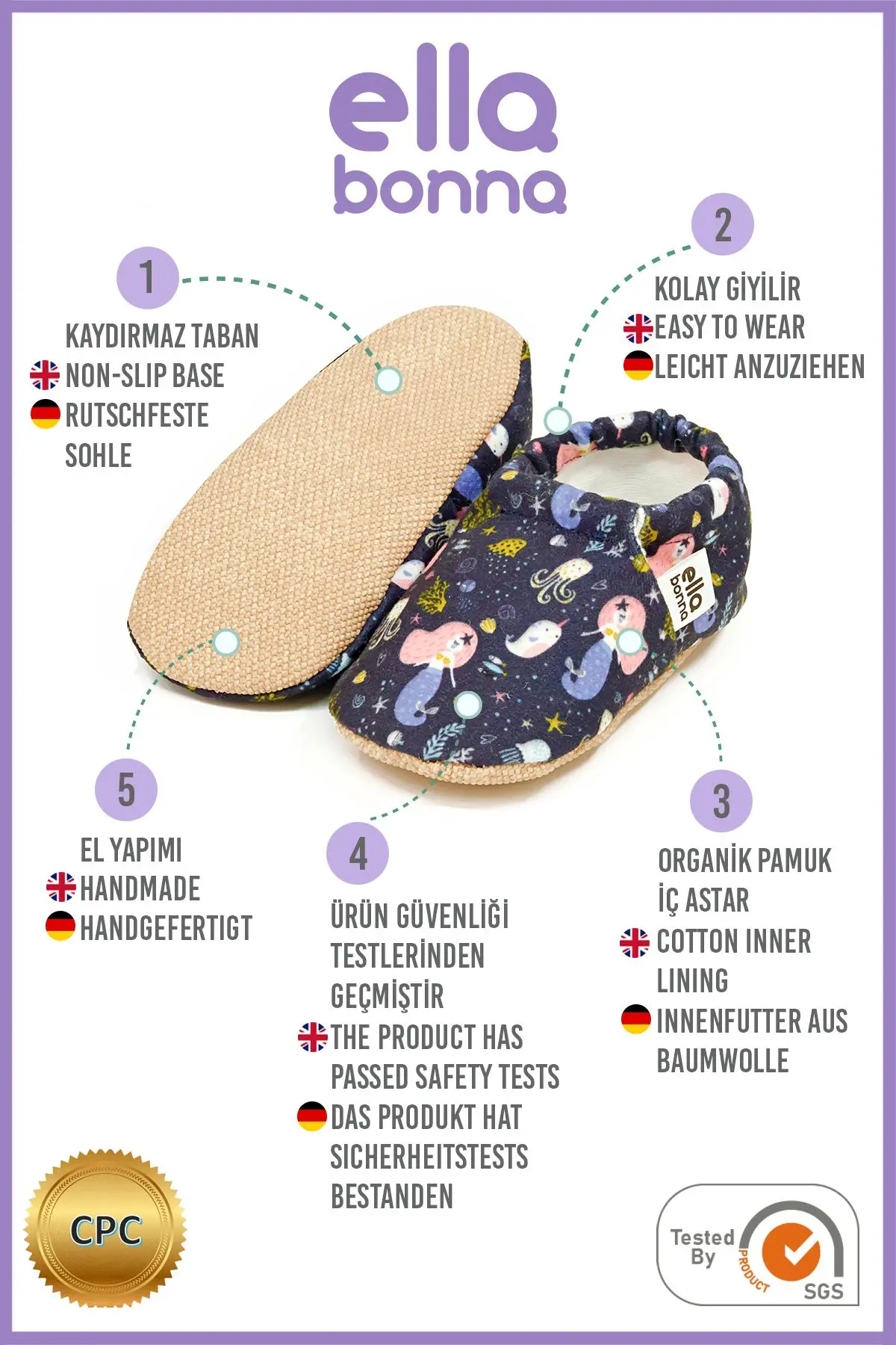 Kaydırmaz Taban Okyanus Hayvanları Bebek Patik, Ev Botu Terliği Kreş Ayakkabısı Panduf