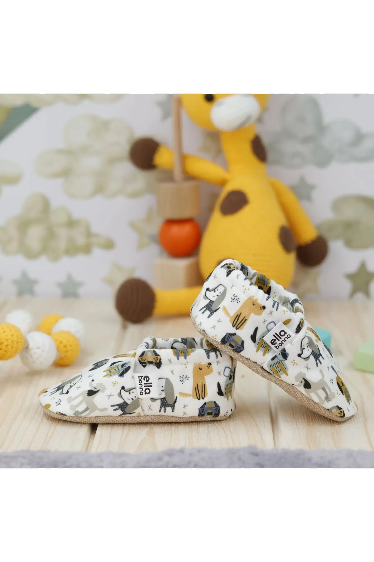 Kaydırmaz Taban Köpek Desenli Bebek Patik, Ev Botu Terliği Kreş Ayakkabısı Panduf