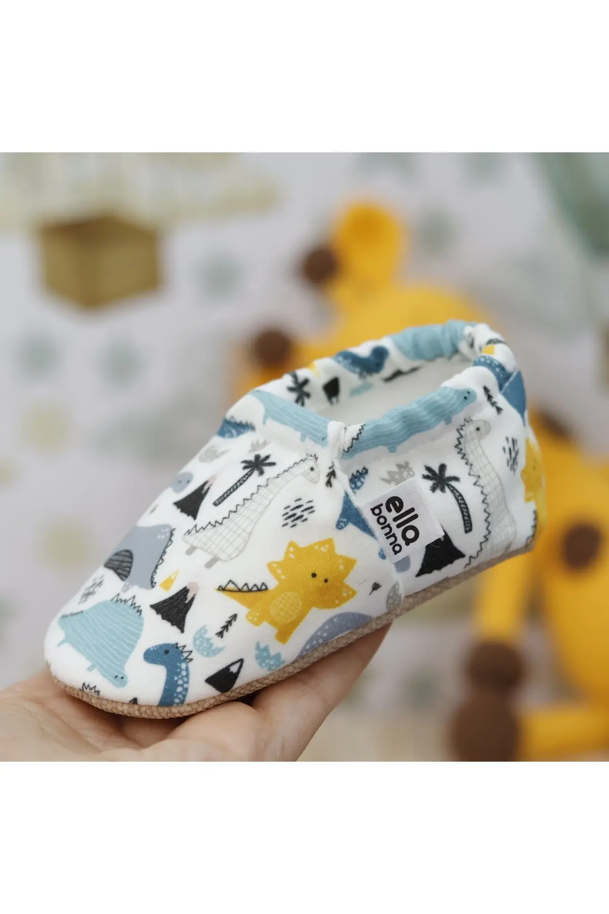 Kaydırmaz Taban Dino Bebek Patik, Ev Botu Terliği Kreş Ayakkabısı Panduf