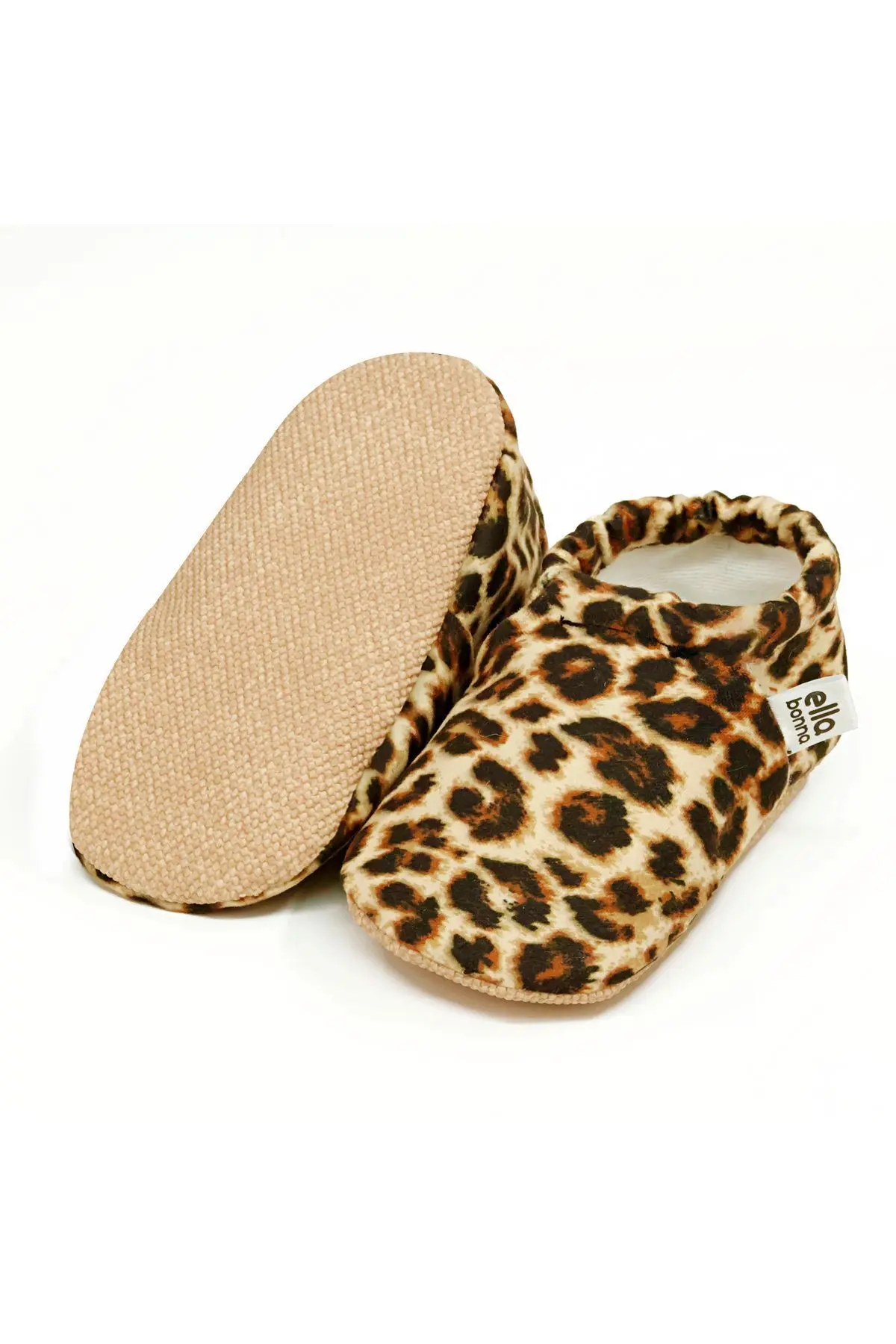 Kaydırmaz Taban Leopar Bebek Patik, Ev Botu Terliği Kreş Ayakkabısı Panduf