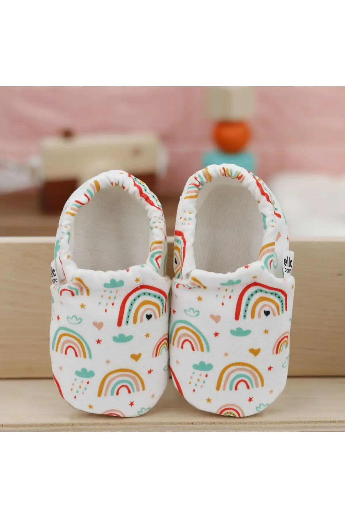 Kaydırmaz Taban Gökkuşağı Bebek Patik, Ev Botu Terliği Kreş Ayakkabısı Panduf