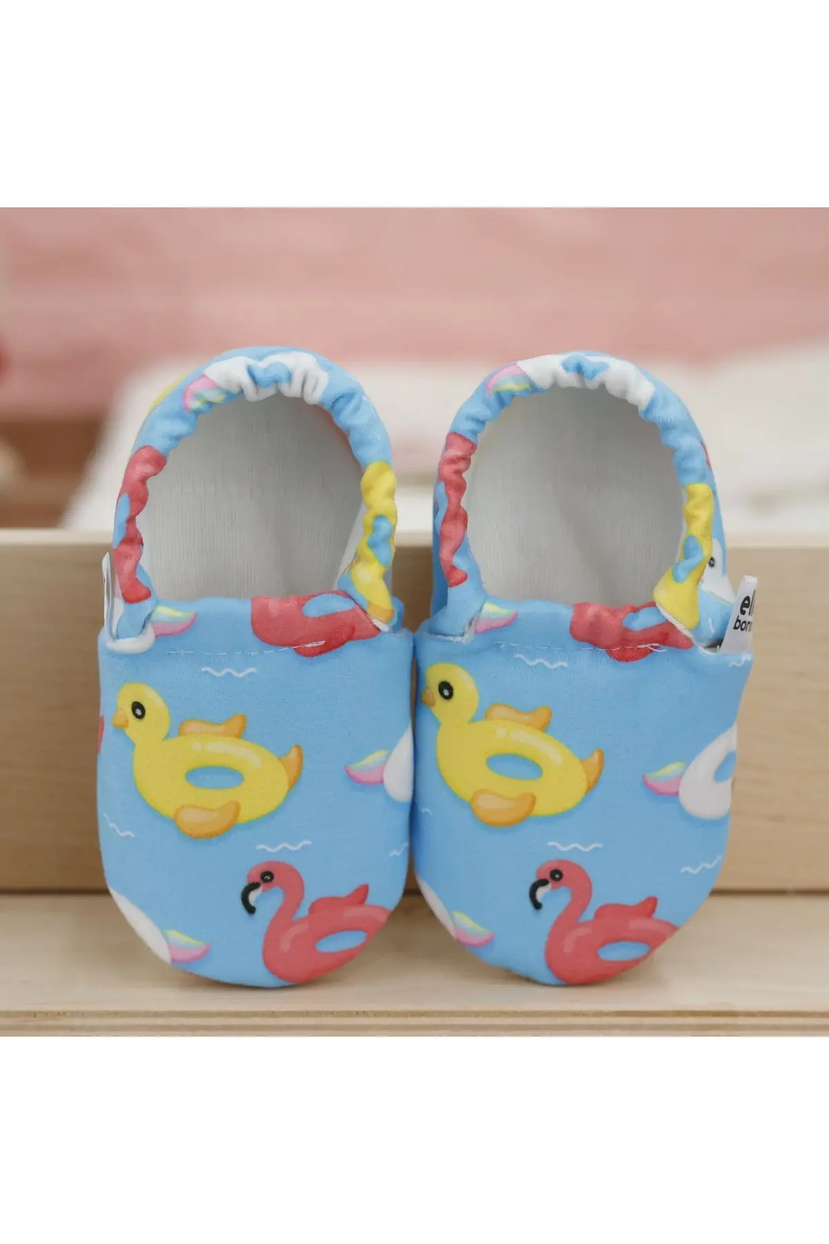 Kaydırmaz Taban Ördek Desenli Bebek Patik, Ev Botu Terliği Kreş Ayakkabısı Panduf