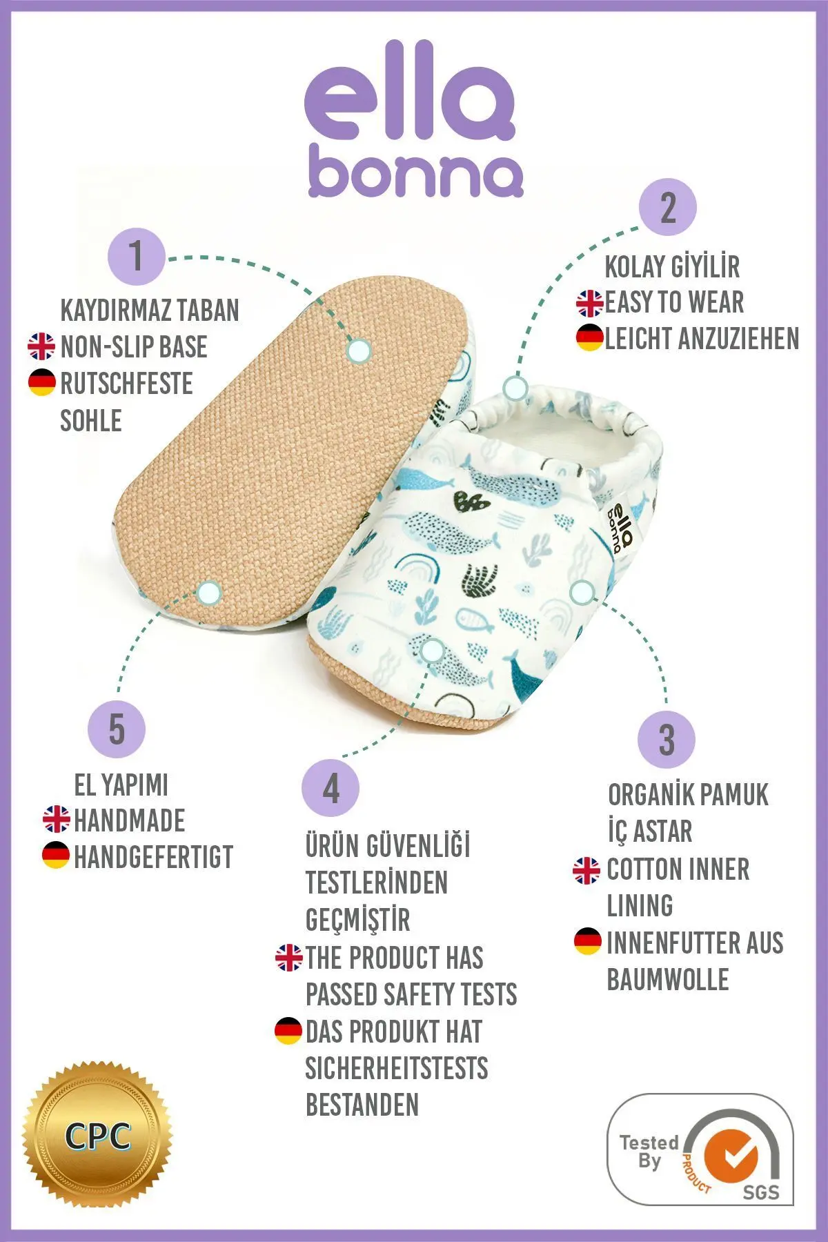 Kaydırmaz Taban Unicorn Balık Bebek Patik, Ev Botu Terliği Kreş Ayakkabısı Panduf