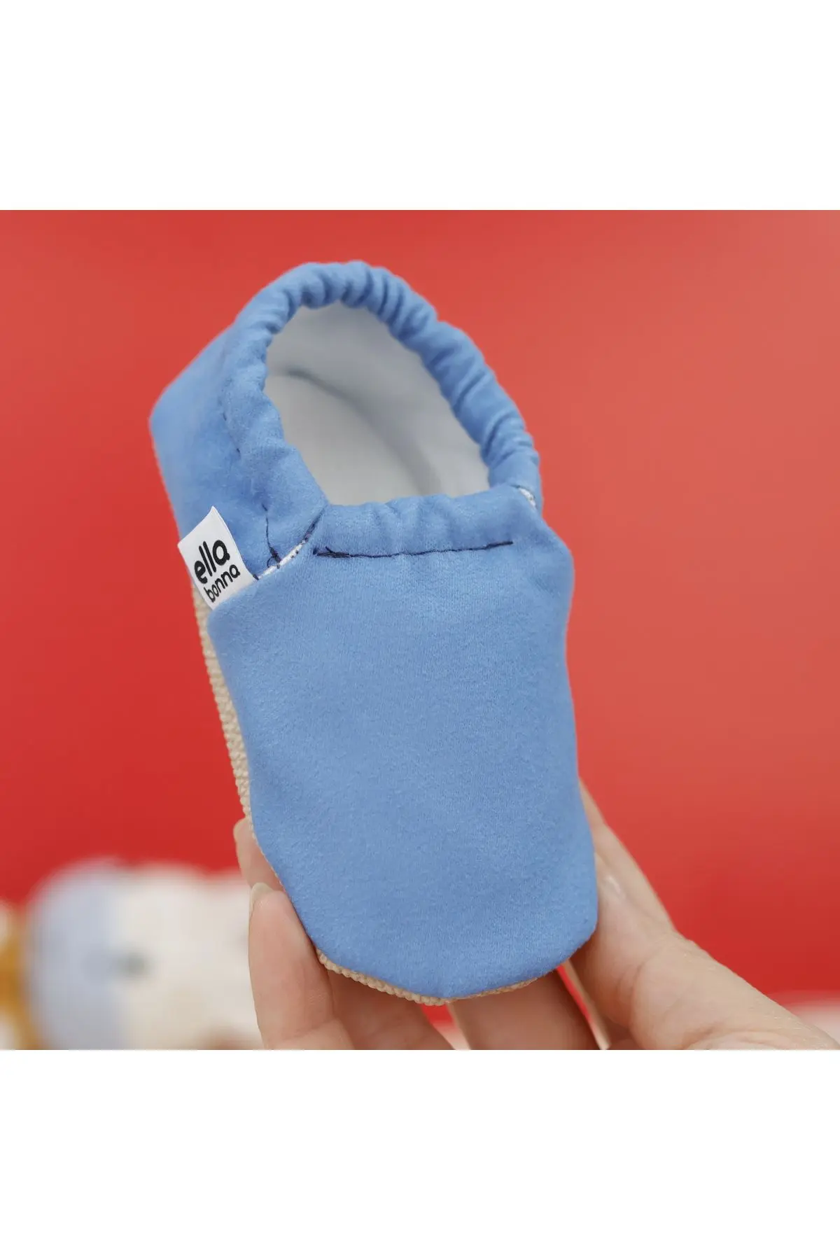 Kaydırmaz Taban Mavi Bebek Patik, Ev Botu Terliği Kreş Ayakkabısı Panduf