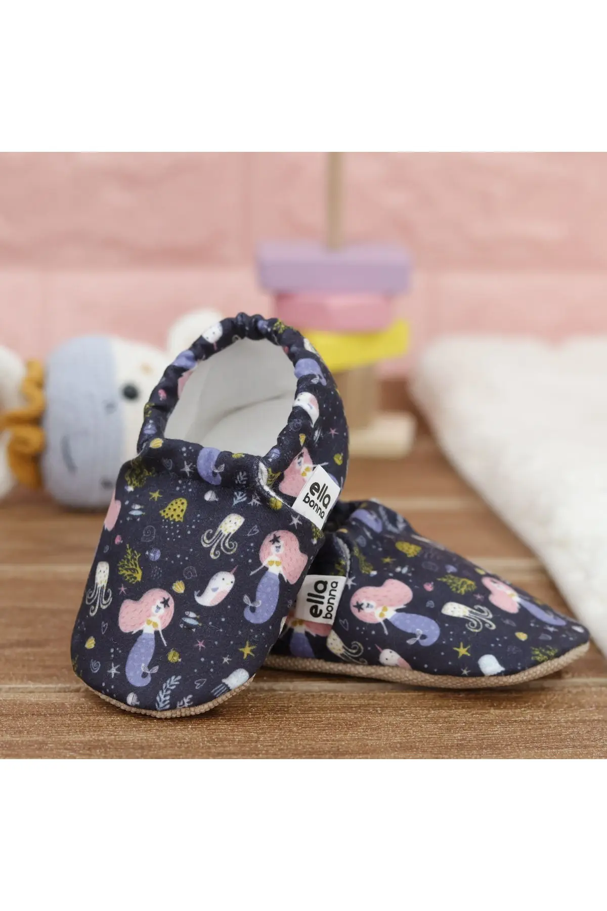 Kaydırmaz Taban Okyanus Hayvanları Bebek Patik, Ev Botu Terliği Kreş Ayakkabısı Panduf