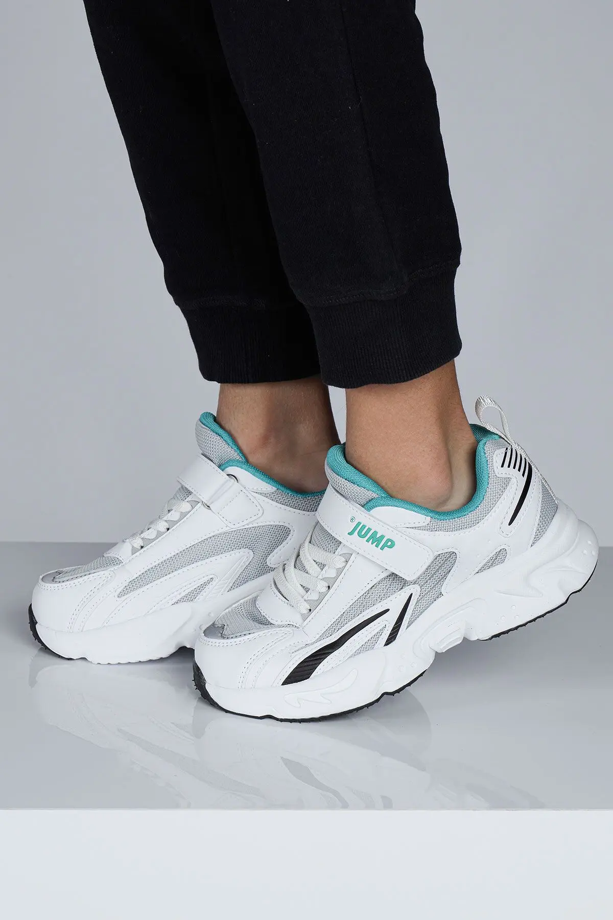 29604 Cırtlı Beyaz - Mavi Üniseks Çocuk Sneaker Günlük Spor Ayakkabı