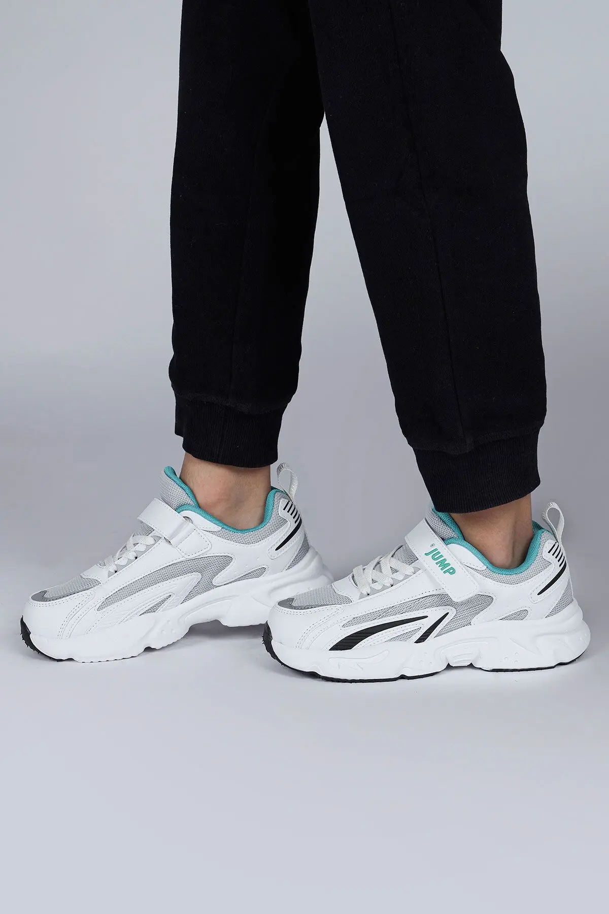 29604 Cırtlı Beyaz - Mavi Üniseks Çocuk Sneaker Günlük Spor Ayakkabı