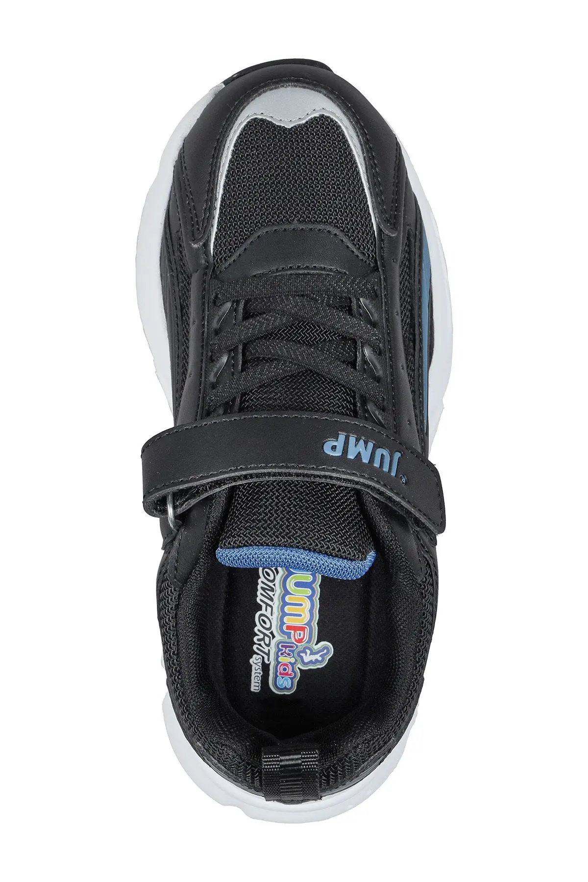 29604 Cırtlı Siyah - Indigo Mavi Üniseks Çocuk Sneaker Günlük Spor Ayakkabı