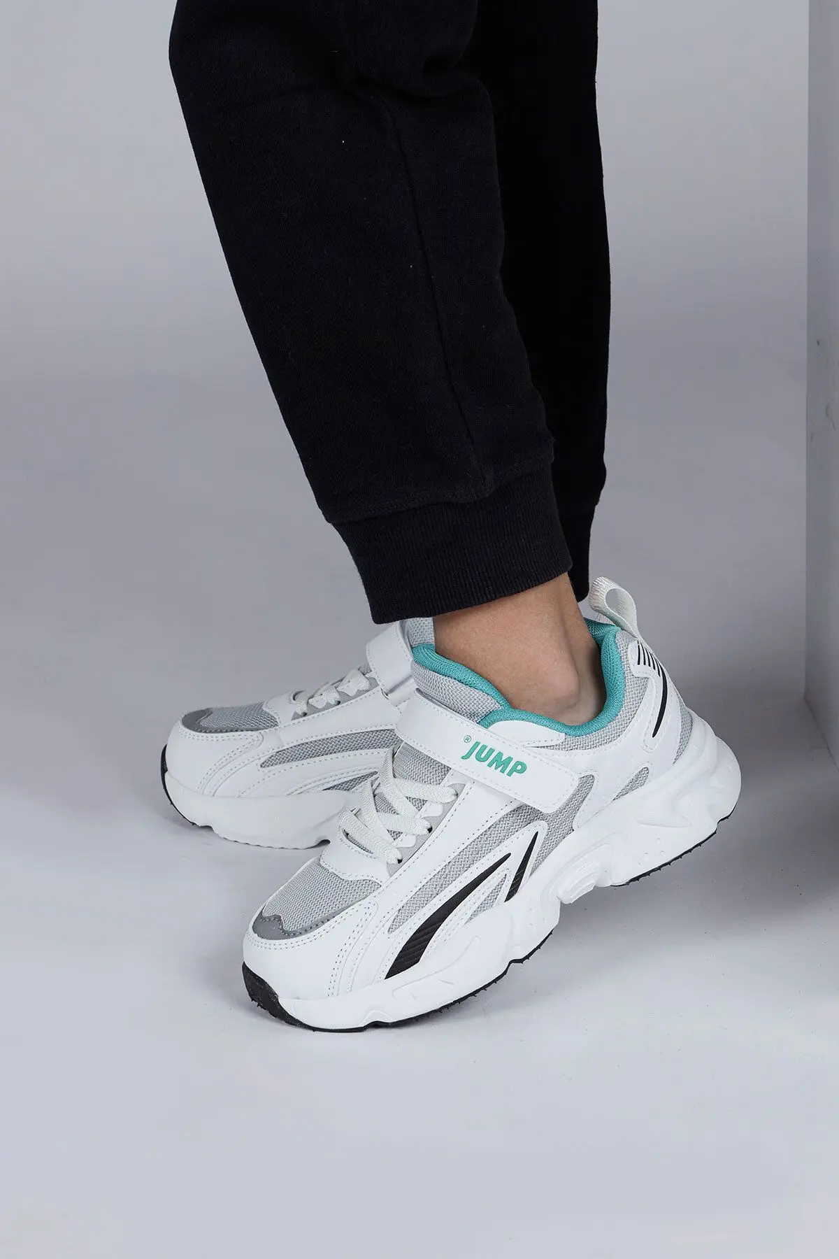 29604 Cırtlı Beyaz - Mavi Üniseks Çocuk Sneaker Günlük Spor Ayakkabı