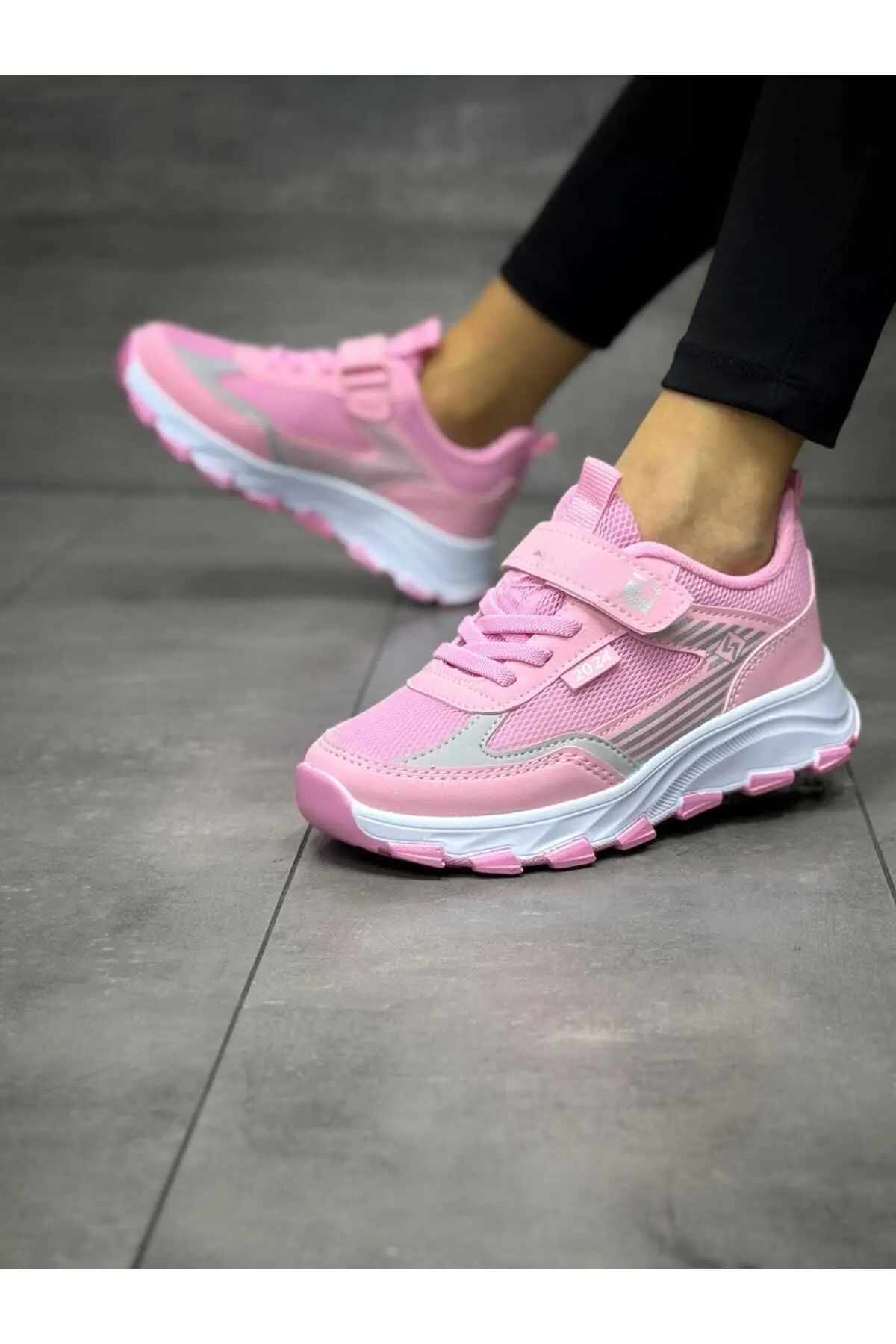 Unisex Çocuk Cırtlı  lastikli Rahat Günlük Sneaker anorak  Spor Ayakkabı hafif poli taban