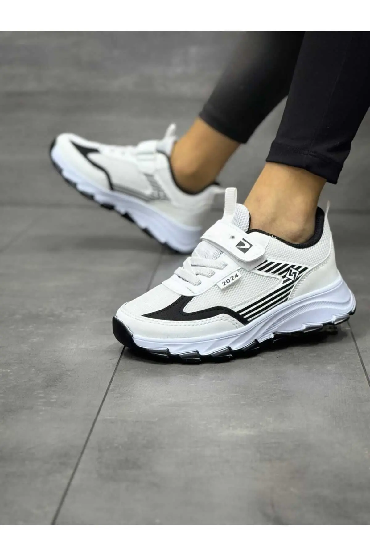 Unisex Çocuk Cırtlı  lastikli Rahat Günlük Sneaker anorak  Spor Ayakkabı hafif poli taban