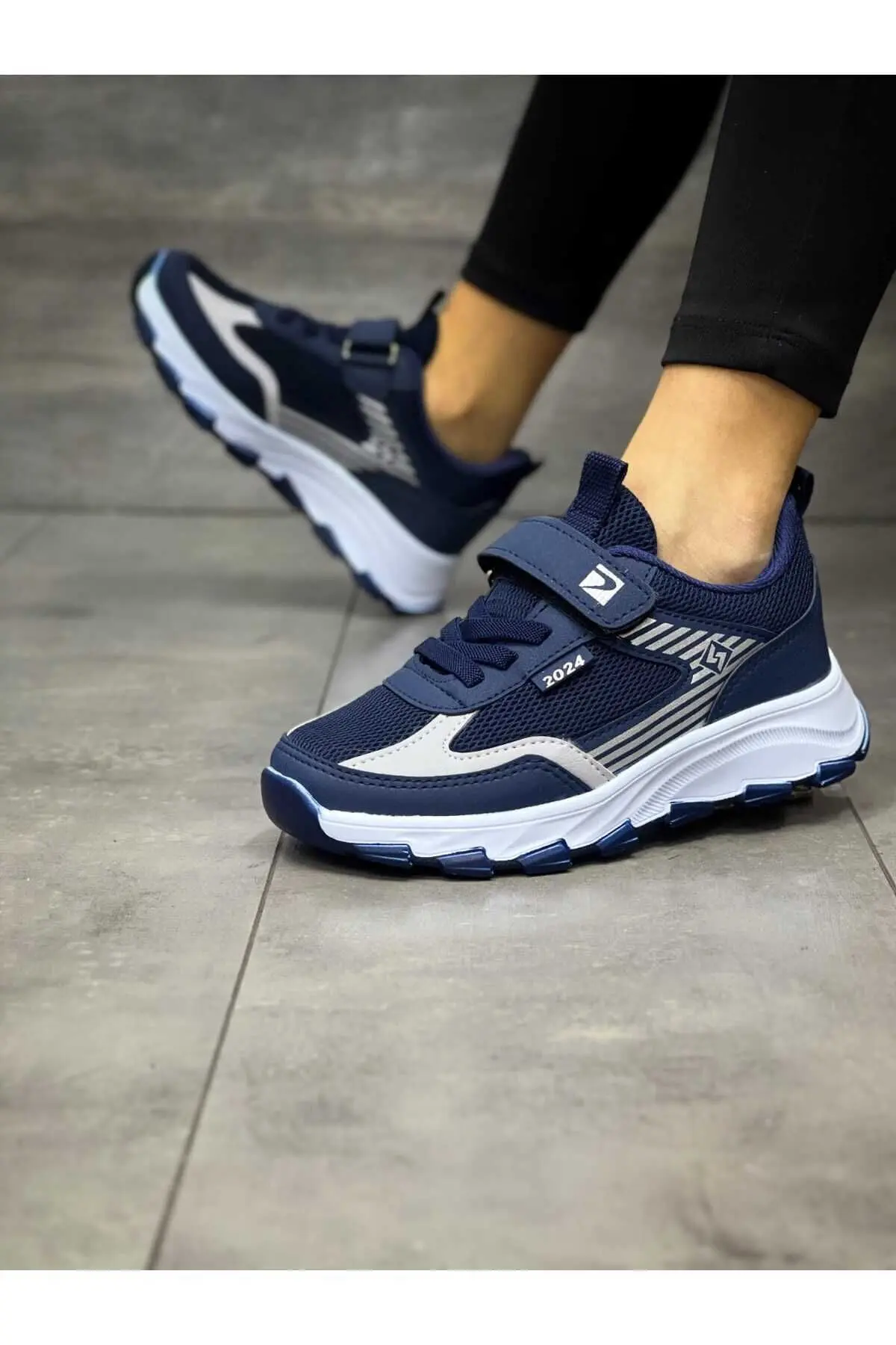 Unisex Çocuk Cırtlı  lastikli Rahat Günlük Sneaker anorak  Spor Ayakkabı hafif poli taban