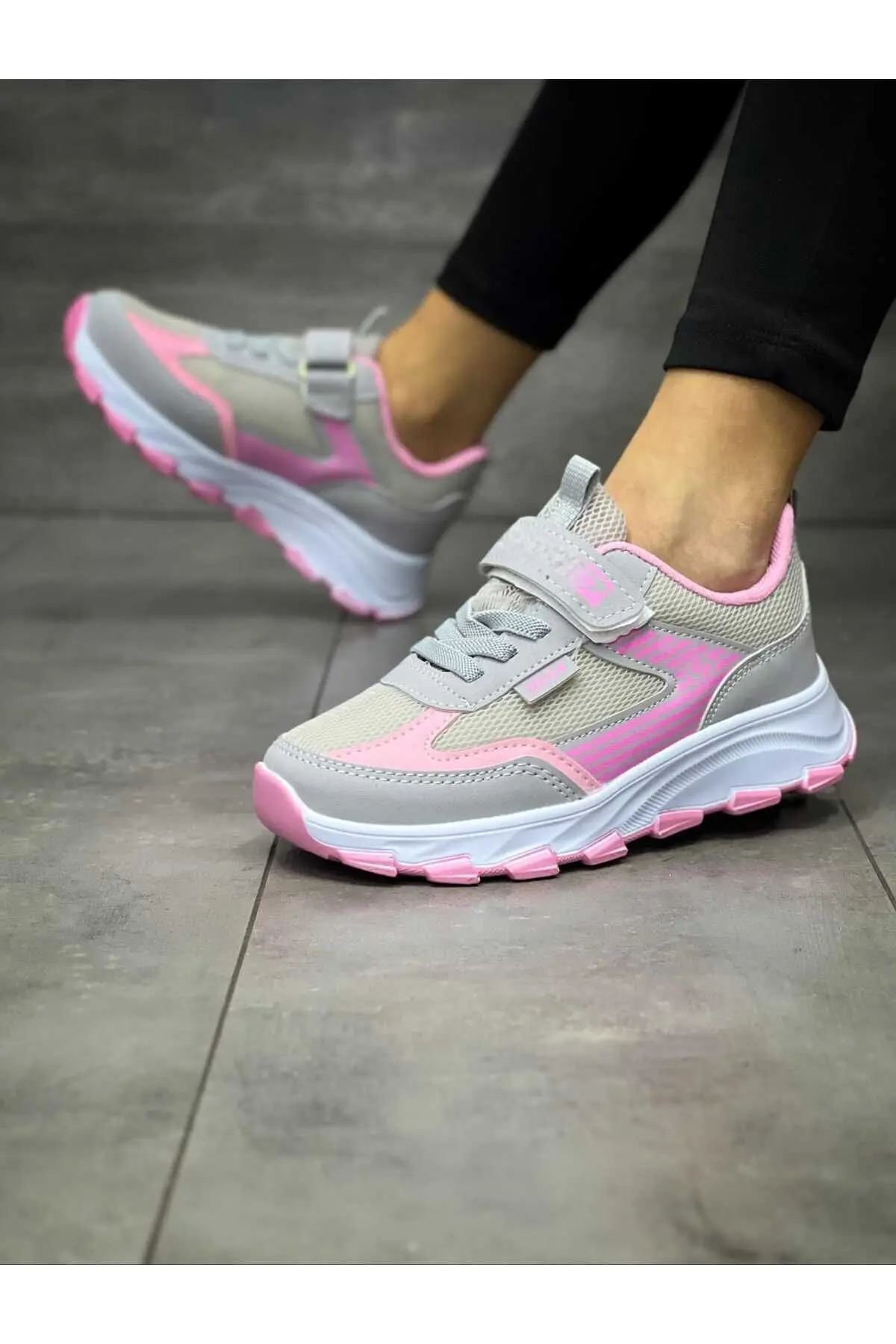 Unisex Çocuk Cırtlı  lastikli Rahat Günlük Sneaker anorak  Spor Ayakkabı hafif poli taban