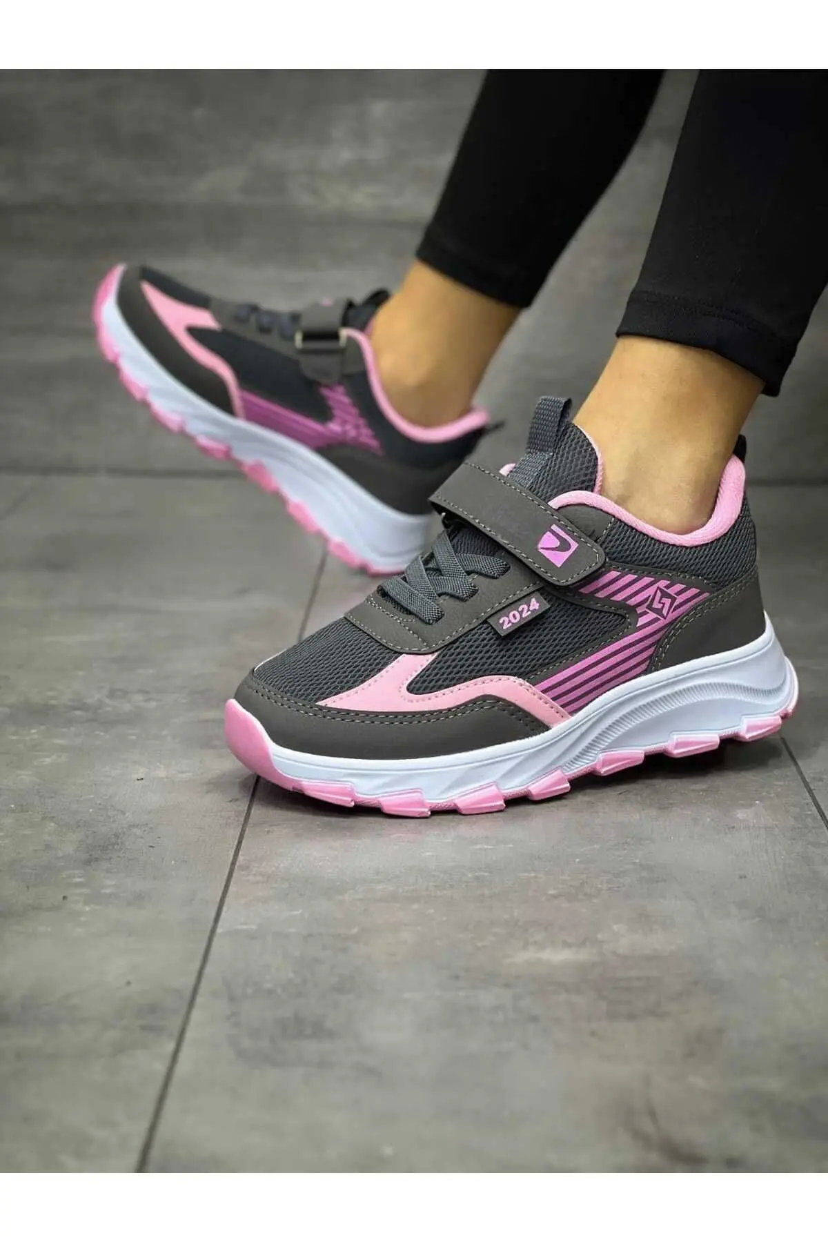 Unisex Çocuk Cırtlı  lastikli Rahat Günlük Sneaker anorak  Spor Ayakkabı hafif poli taban