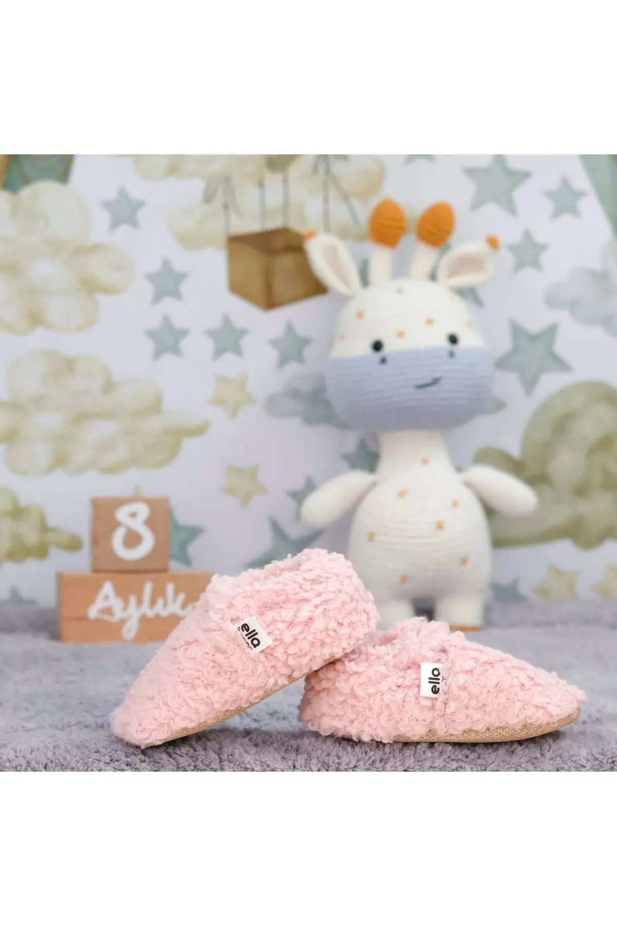 Teddy Bebek Pandufu Ev Patiği, Kaydırmaz Taban, Organik Pamuk Astar, Ev Kreş Ayakkabısı Pembe