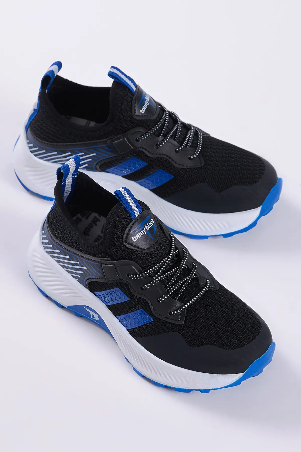 Çocuk Unisex Siyah Sax Rahat Kalıp Nefes Alabilen Kumaş Bağcıklı Sneaker