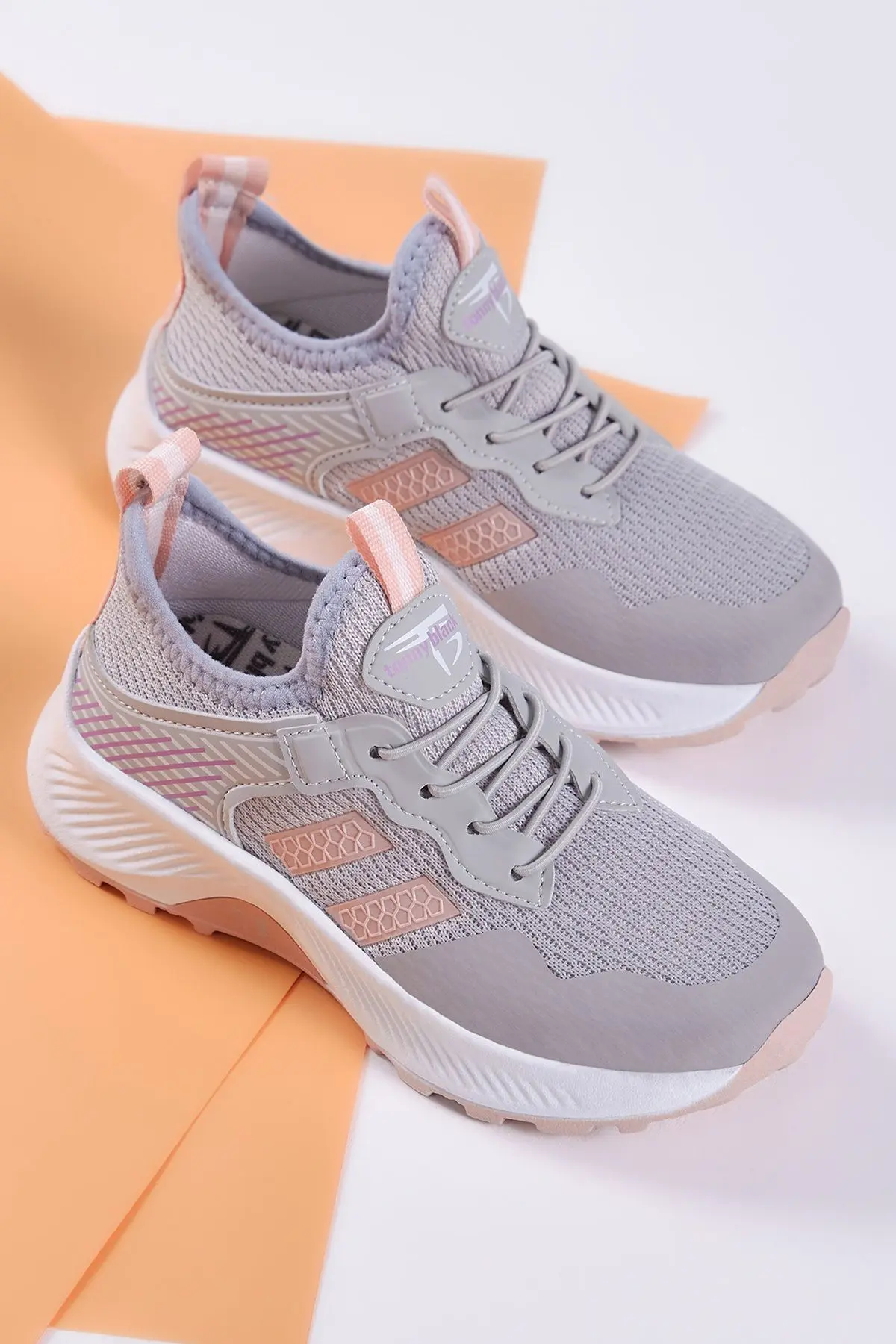 Çocuk Unisex Buz Pudra Rahat Kalıp Nefes Alabilen Kumaş Bağcıklı Sneaker