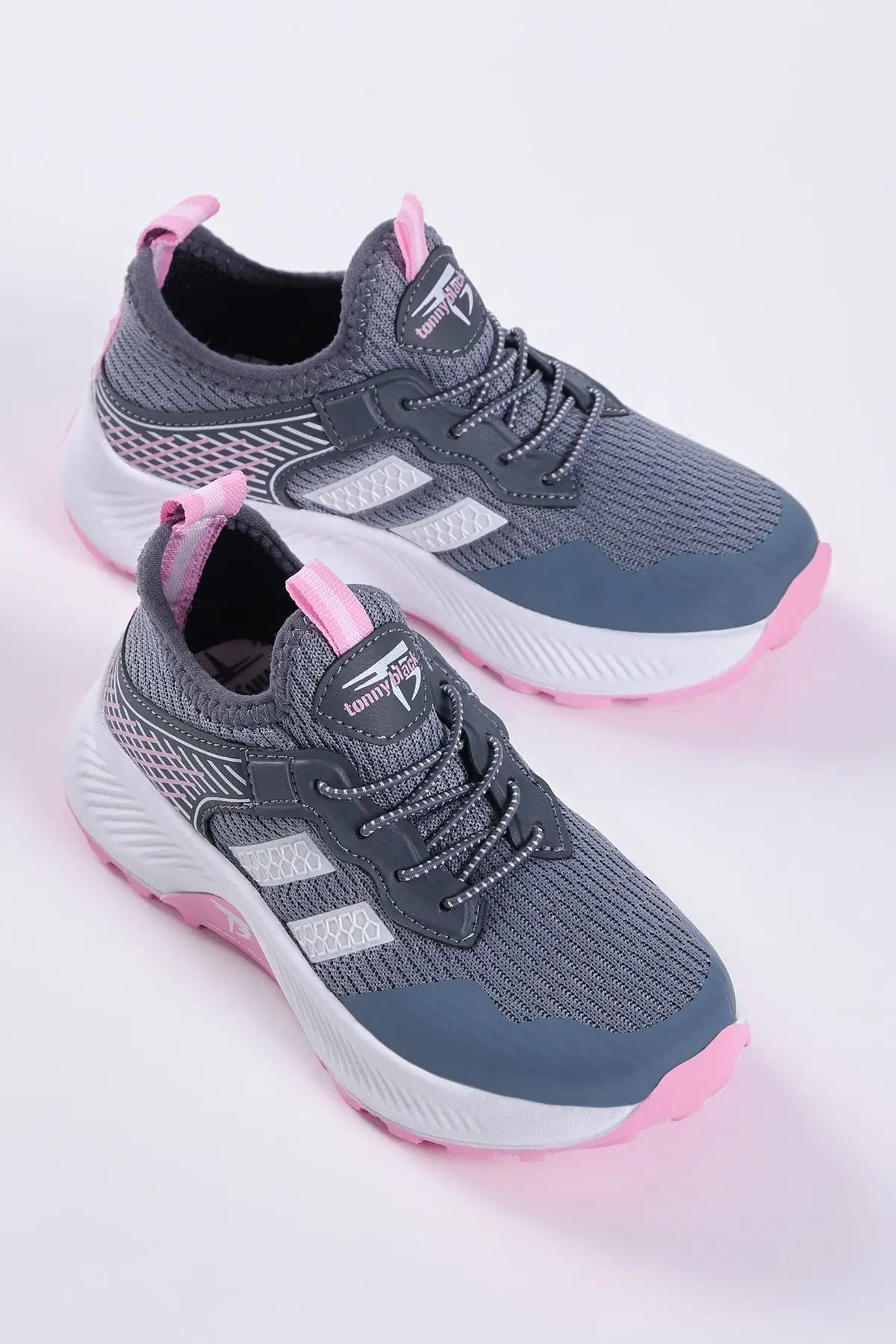 Çocuk Unisex Füme Pembe Rahat Kalıp Nefes Alabilen Kumaş Bağcıklı Sneaker