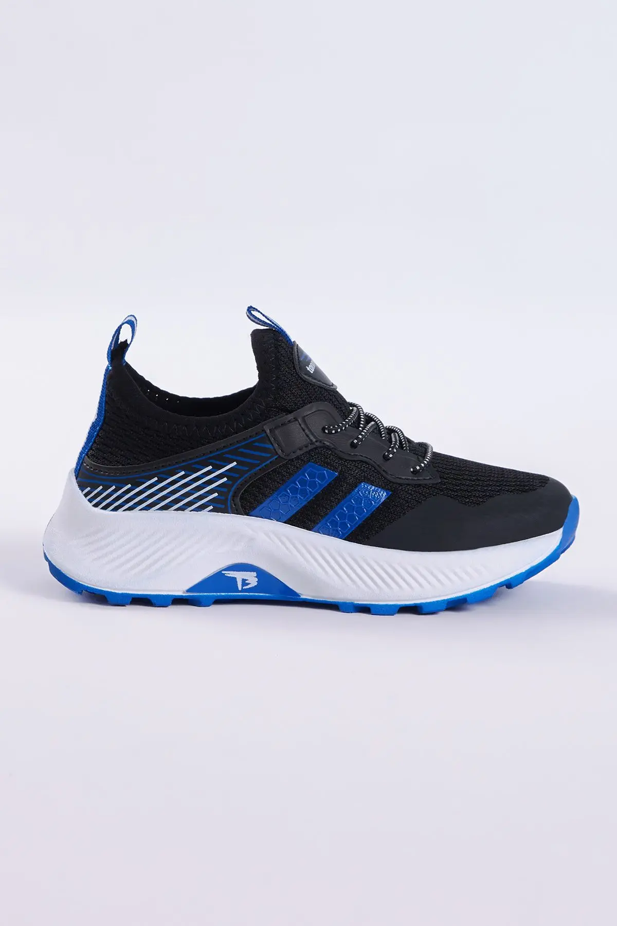 Çocuk Unisex Siyah Sax Rahat Kalıp Nefes Alabilen Kumaş Bağcıklı Sneaker