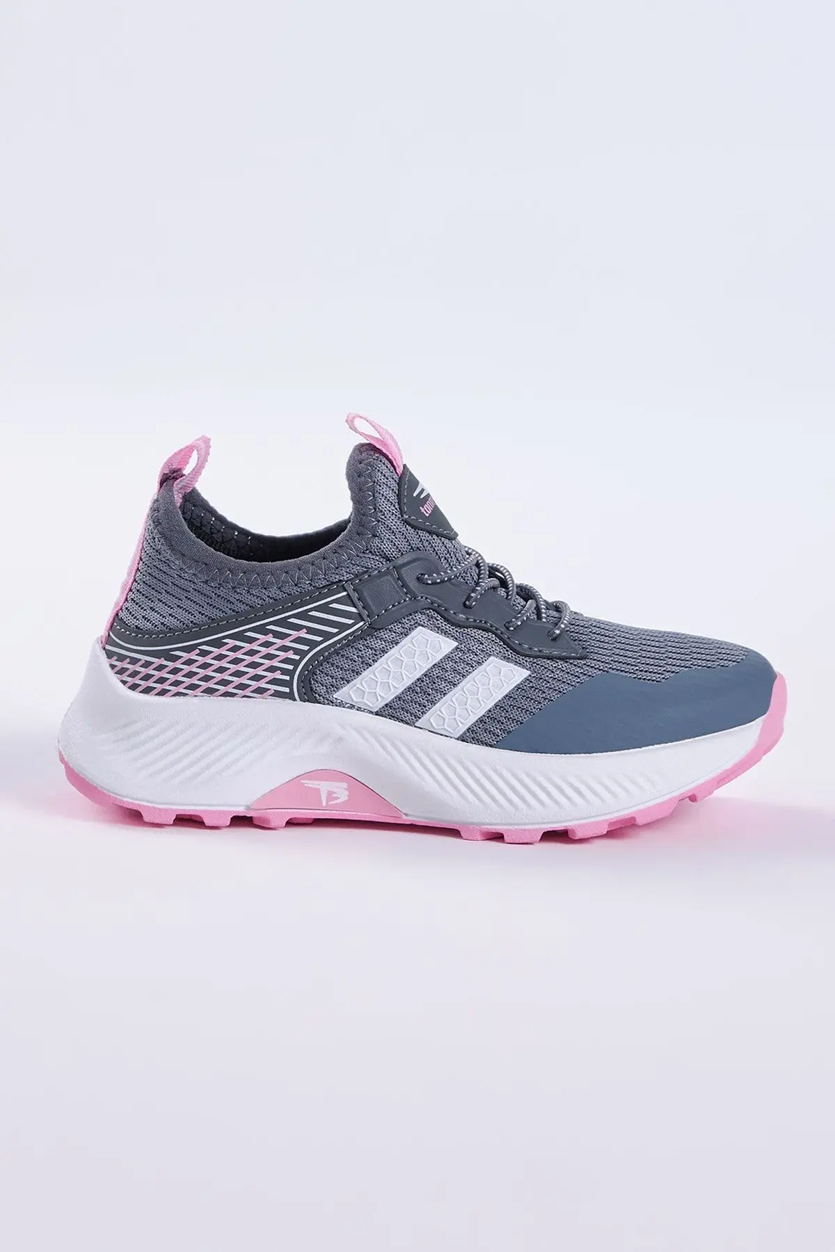 Çocuk Unisex Füme Pembe Rahat Kalıp Nefes Alabilen Kumaş Bağcıklı Sneaker
