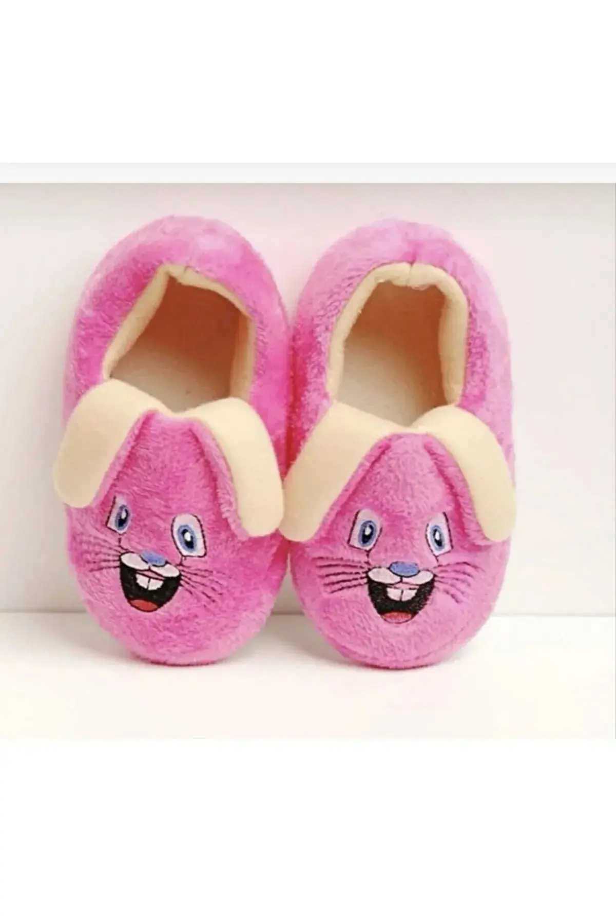 meko aksesuar Fuşya Kaydırmaz Taban Tavşan Figürlü Ev Okul Çocuk/Bebek Pandufu