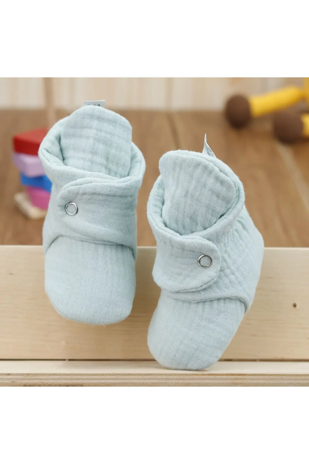 Organik Pamuk Müslin Bebek Patiği, Yenidoğan Pandufu,mint Yeşili