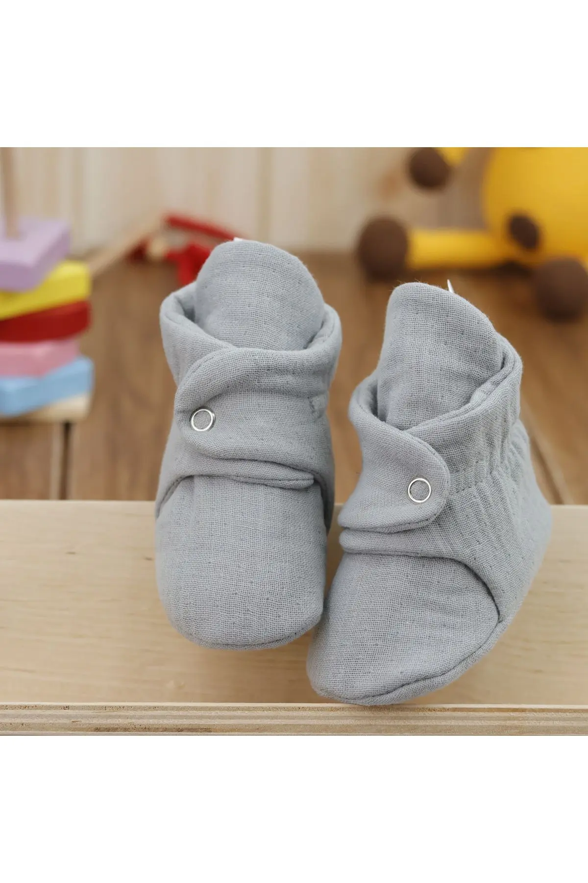 Organik Pamuk Müslin Bebek Patiği, Yenidoğan Pandufu,gri
