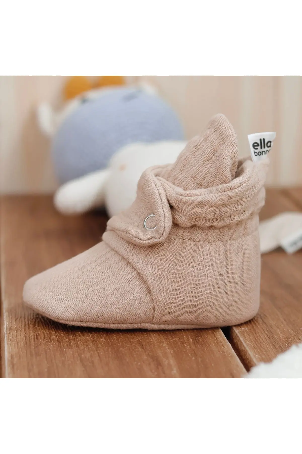 Organik Pamuk Müslin Bebek Patiği, Yenidoğan Pandufu, Krem,Mavi,Bej 3'lü Paket