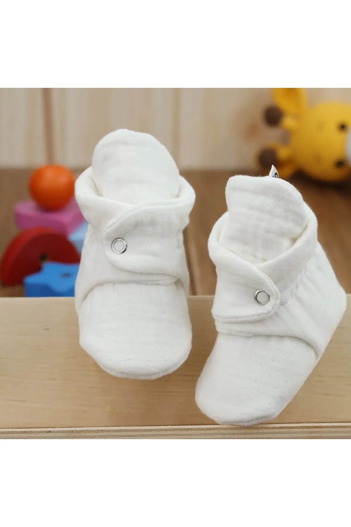 Organik Pamuk Müslin Bebek Patiği, Yenidoğan Pandufu, Krem,Mavi,Bej 3'lü Paket