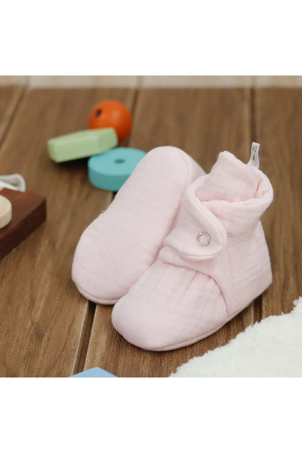 Organik Pamuk Müslin Bebek Patiği, Yenidoğan Pandufu,pembe