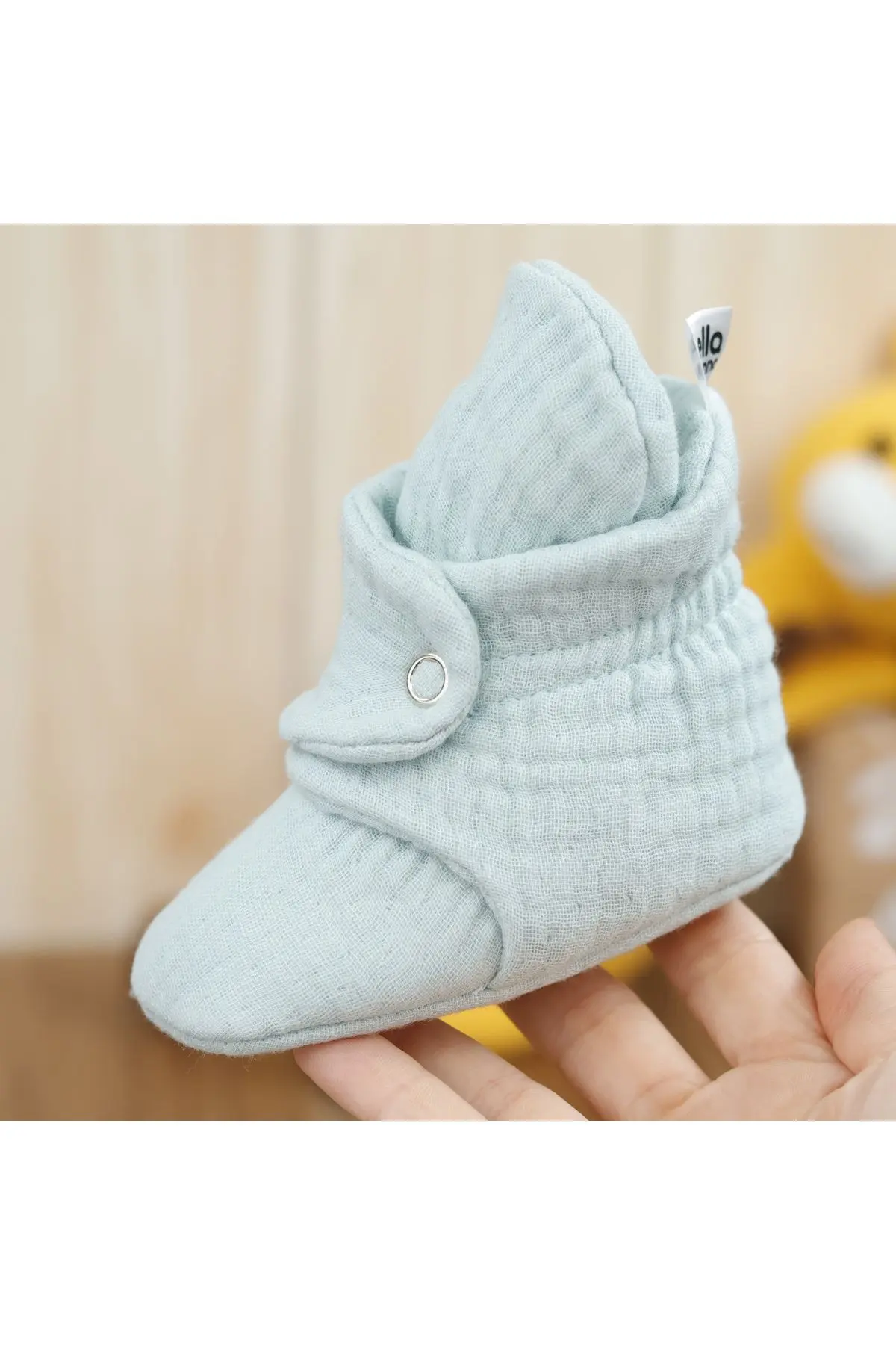Organik Pamuk Müslin Bebek Patiği, Yenidoğan Pandufu,mint Yeşili