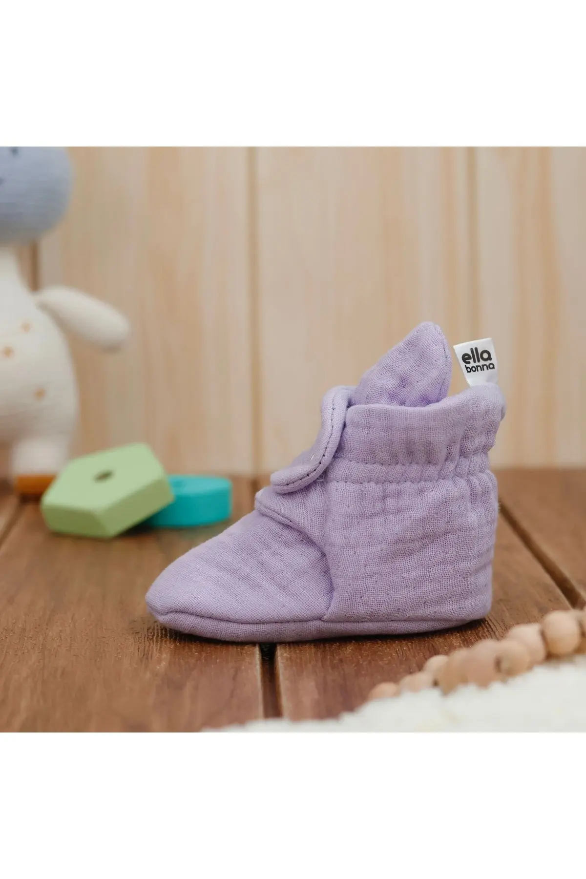 Organik Pamuk Müslin Bebek Patiği, Yenidoğan Pandufu,lila