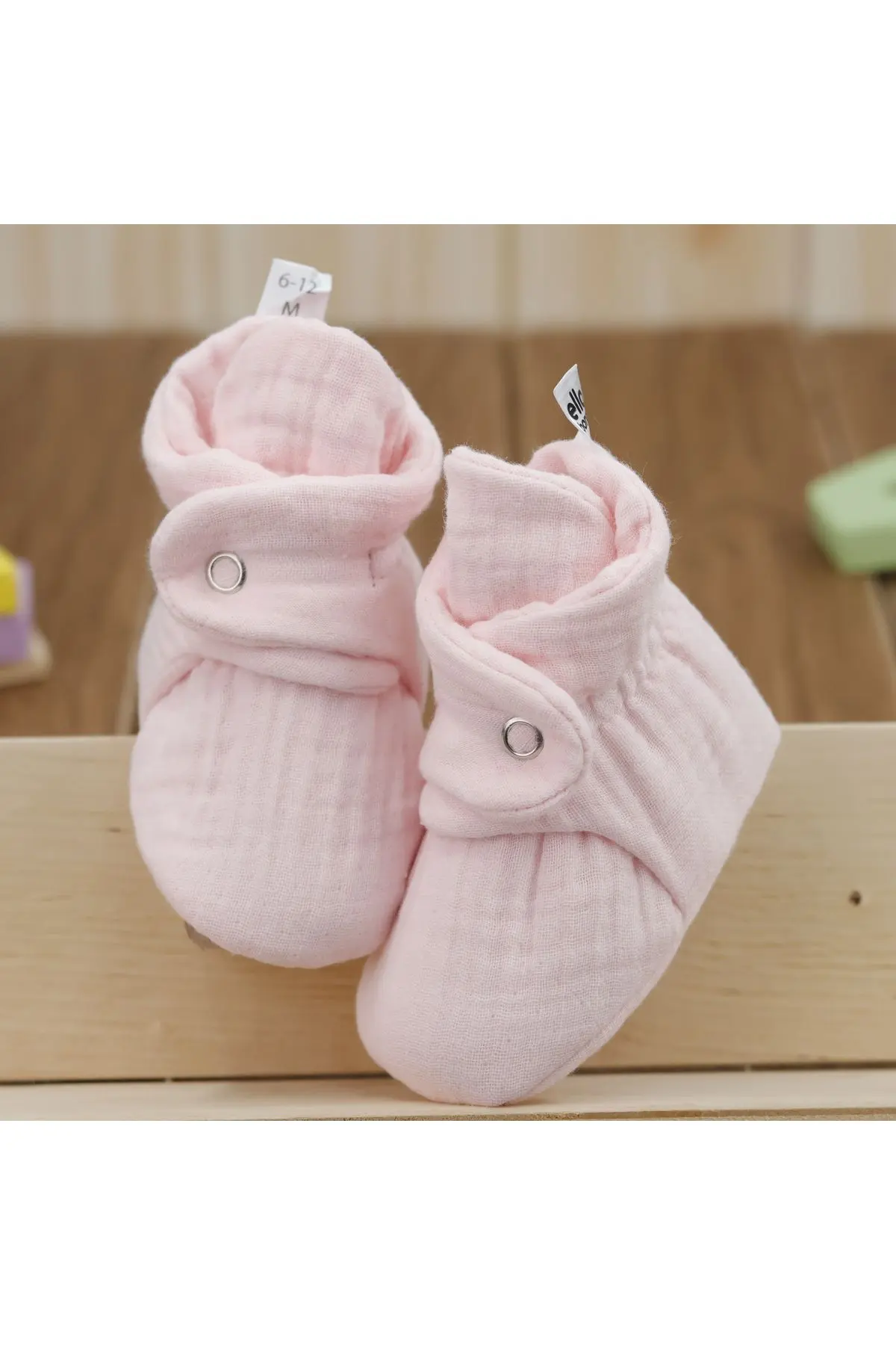 Organik Pamuk Müslin Bebek Patiği, Yenidoğan Pandufu, Pembe, Mavi  2'li Paket