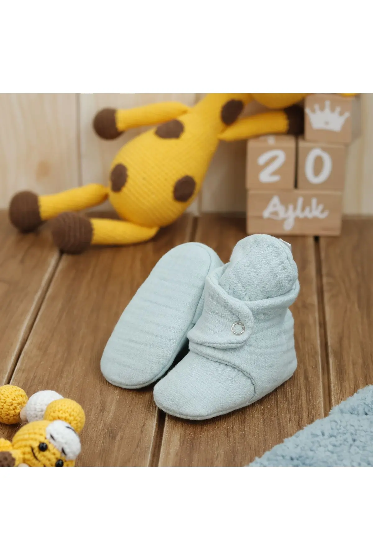 Organik Pamuk Müslin Bebek Patiği, Yenidoğan Pandufu,mint Yeşili